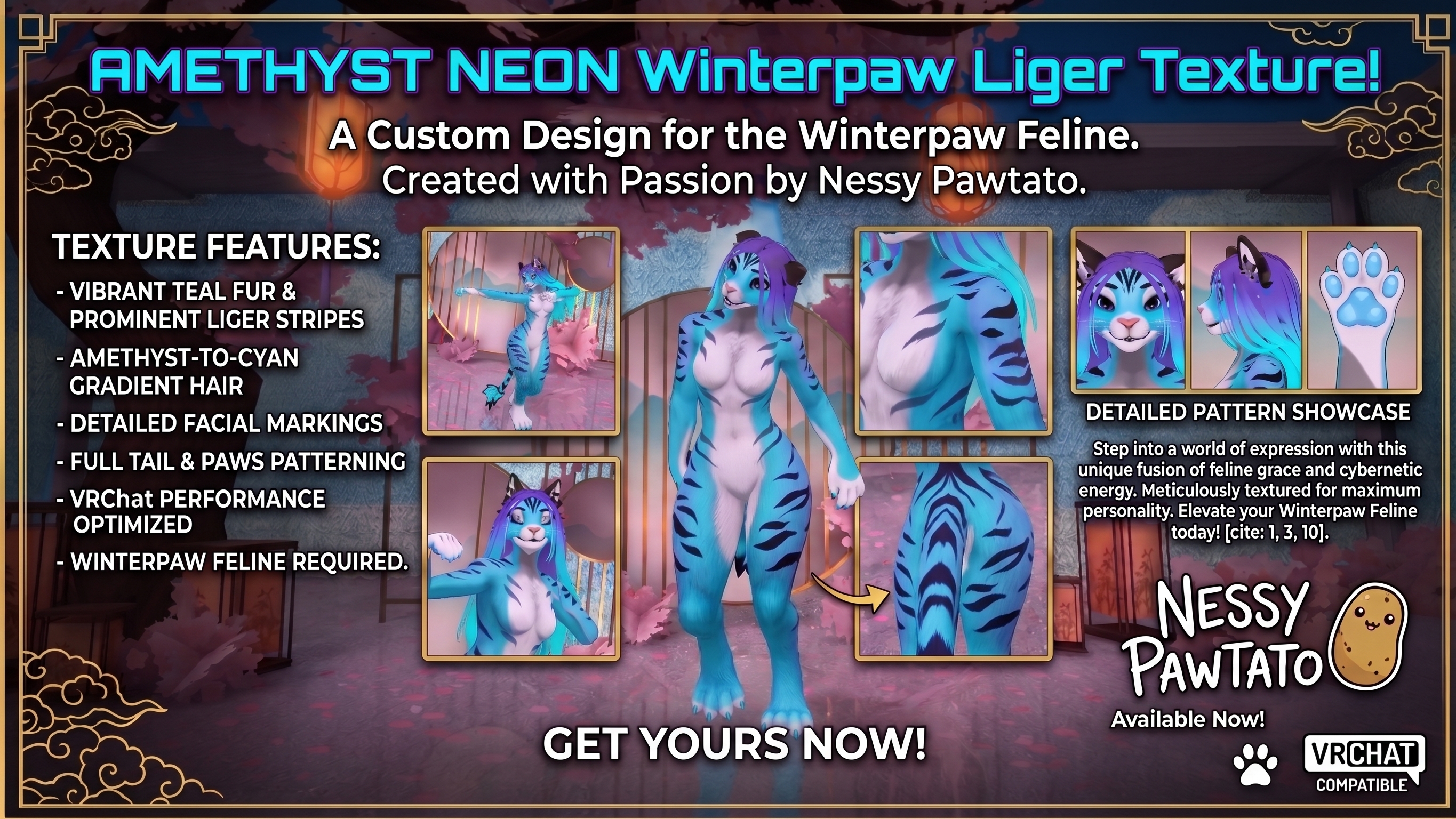 Amethyst Neon Liger Texture | Winterpaw Feline