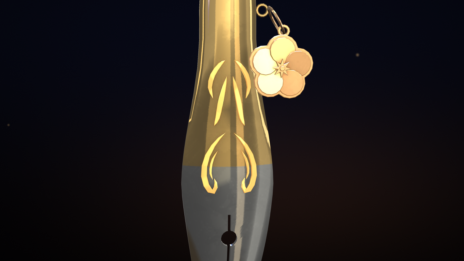 【VRChat】Plum Nib ― 万年筆のペン先モチーフ・梅のチャームのピアス / Fountain-Pen Nib Motif Earrings【MA/PC】