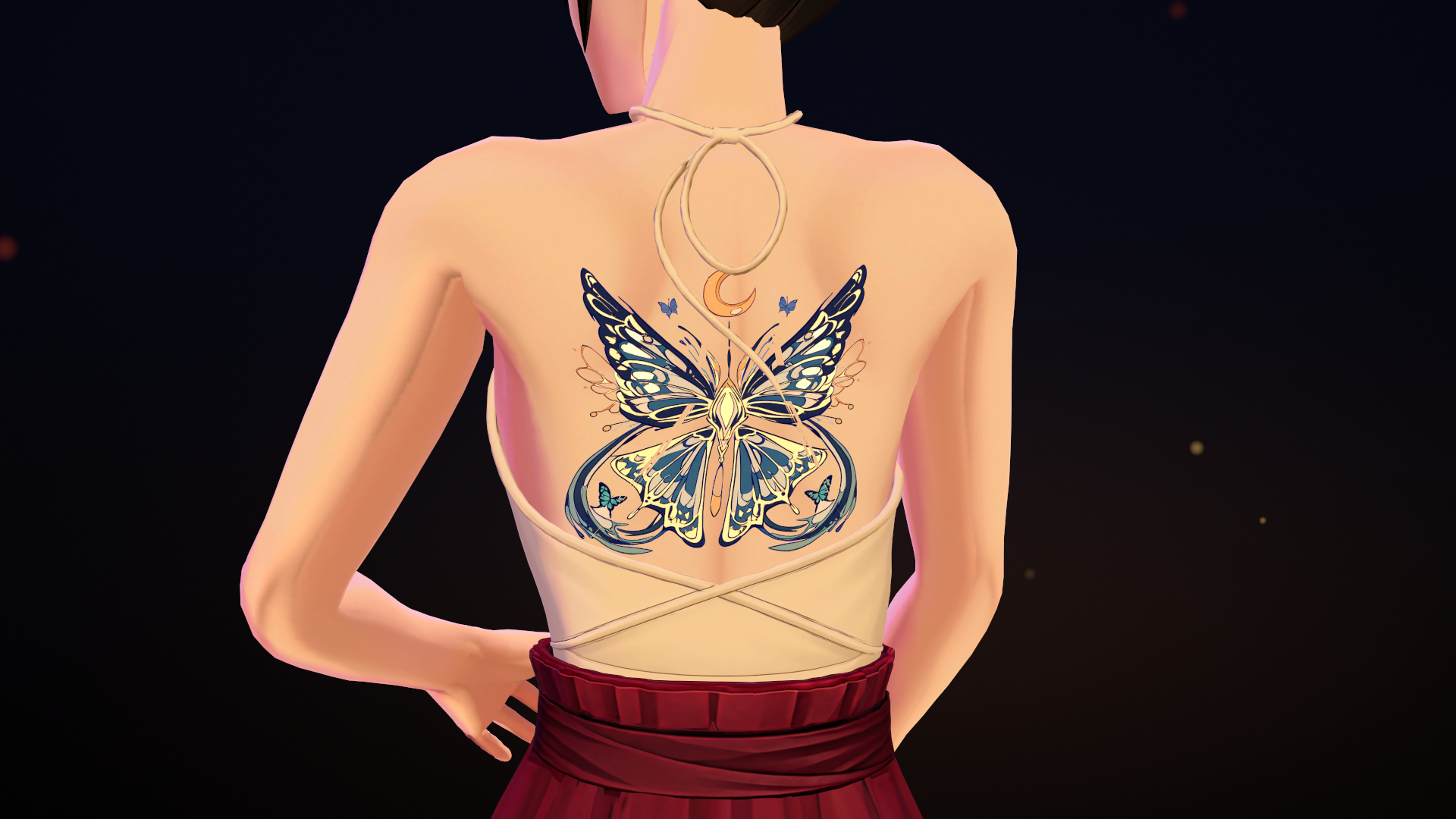 Yocho I — Night Butterfly Tattoo (A), Glow / ON-OFF (VRChat / Modular Avatar / PC)