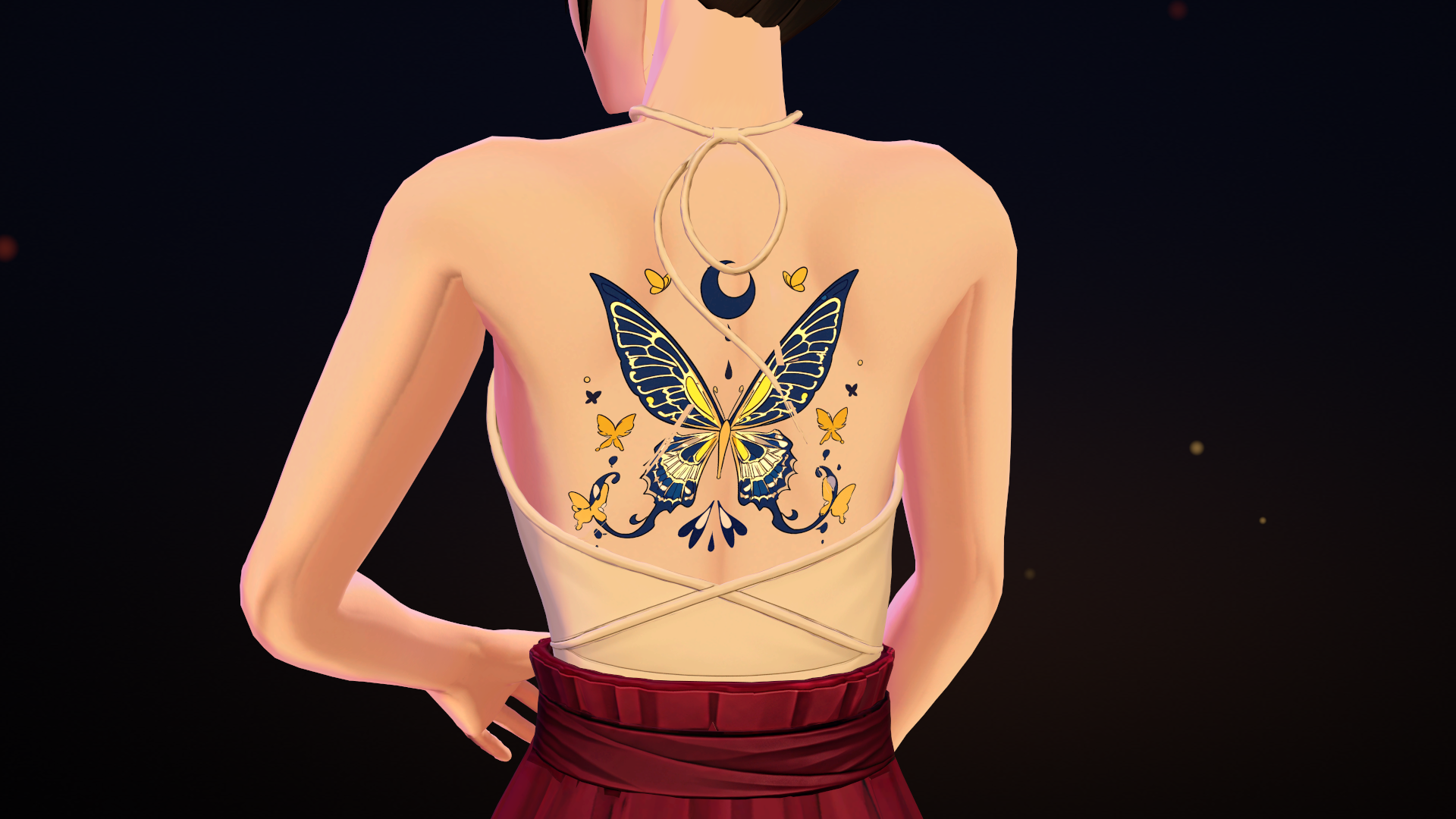 Yocho II — Night Butterfly Tattoo (B), Glow / ON-OFF (VRChat / Modular Avatar / PC)