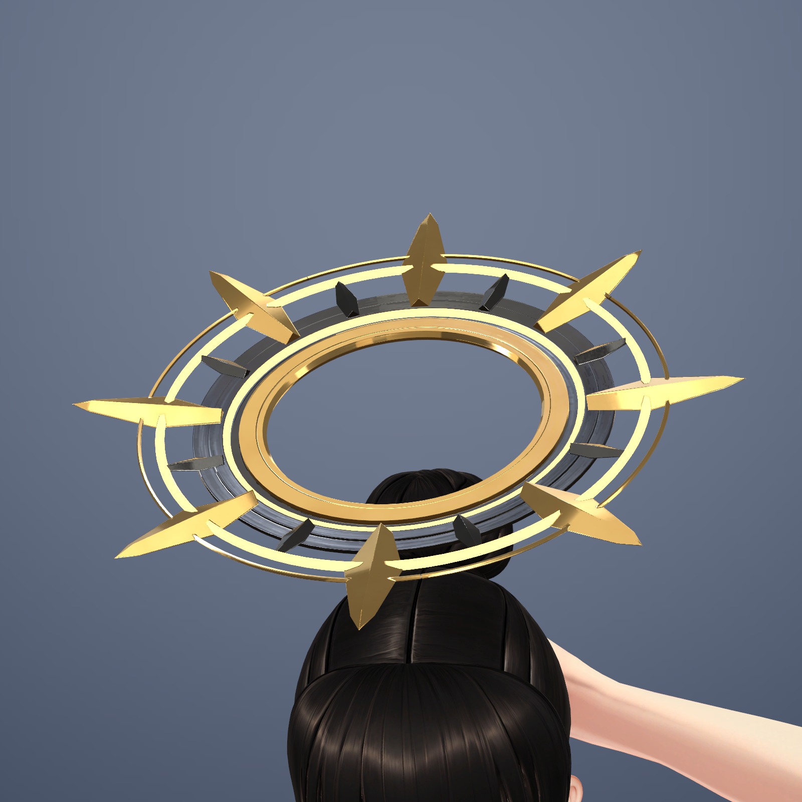 Fan-Shaped Halo (Senyō no Enban) — Art Deco Style Counter-Rotating Halo (VRChat / Modular Avatar / PC)