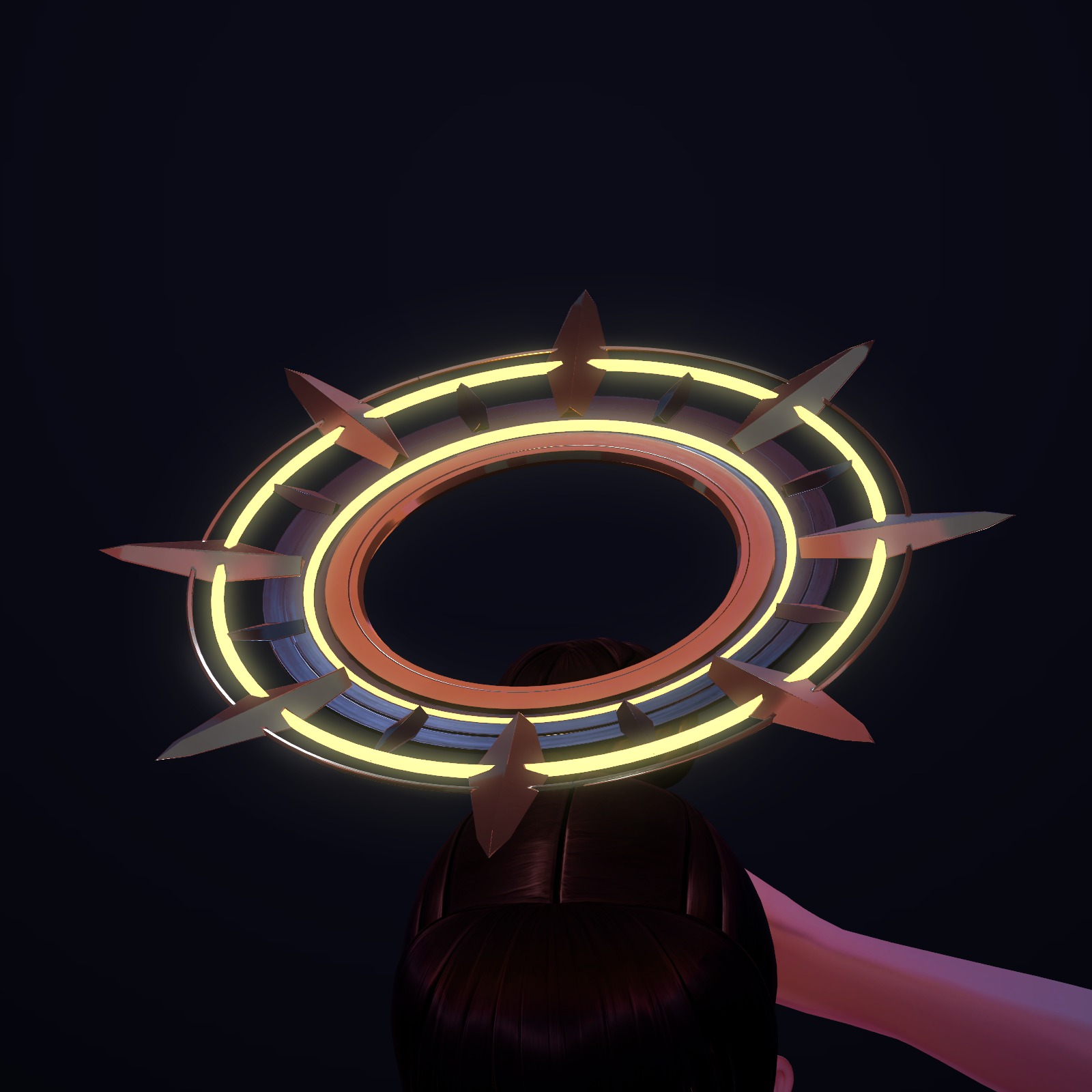 Fan-Shaped Halo (Senyō no Enban) — Art Deco Style Counter-Rotating Halo (VRChat / Modular Avatar / PC)