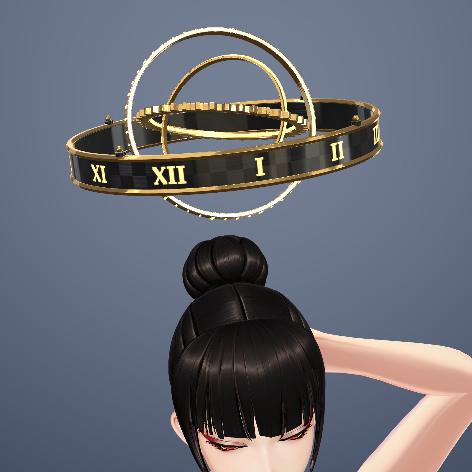 Armillary-Style Halo (Tenkyū no Wa) — Clock-Dial Halo with Rings Tracing a Sphere (VRChat / Modular Avatar / PC)