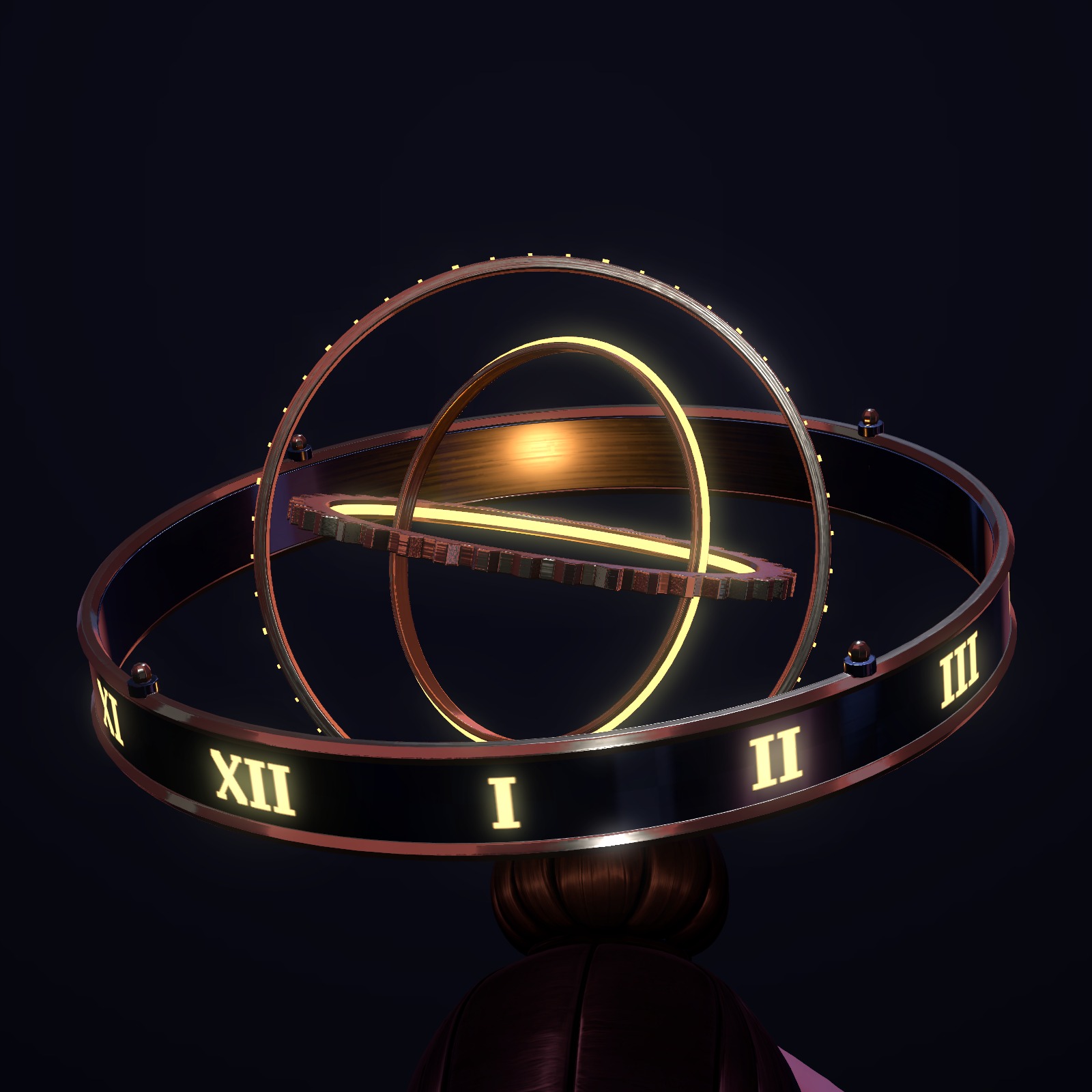 Armillary-Style Halo (Tenkyū no Wa) — Clock-Dial Halo with Rings Tracing a Sphere (VRChat / Modular Avatar / PC)