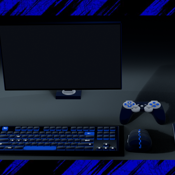 Stylized Gaming Desk Pack - Rigged Monitor, Keyboard, Mouse, Controller & Headphones
