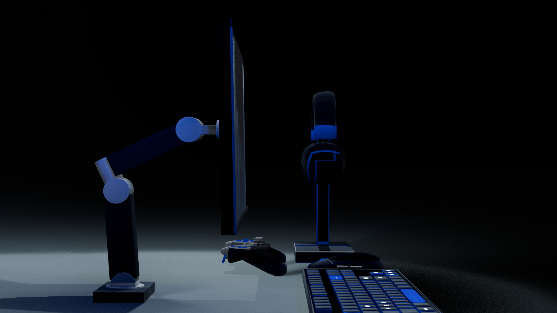Stylized Gaming Desk Pack - Rigged Monitor, Keyboard, Mouse, Controller & Headphones