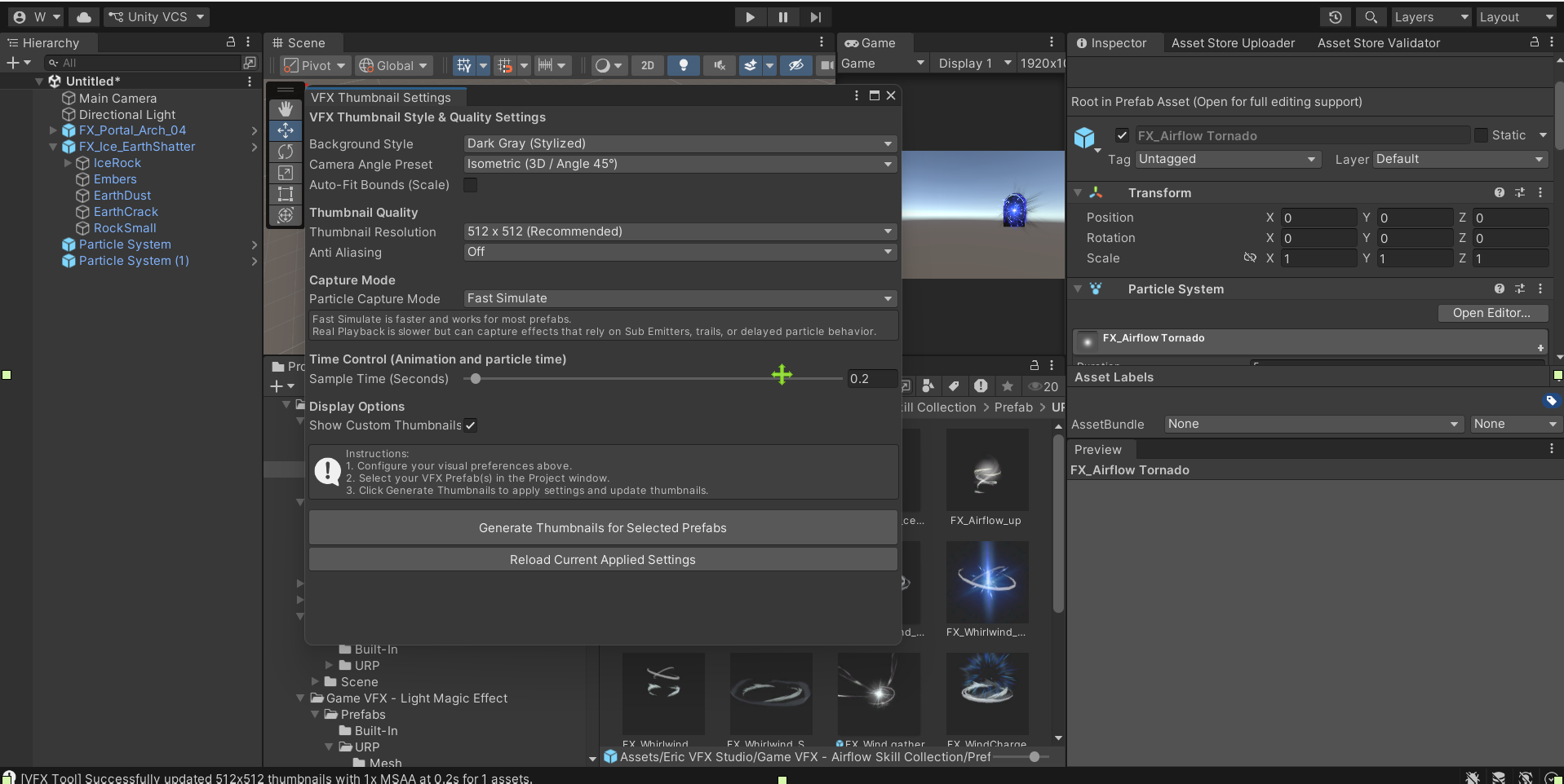 Unity VFX Prefab Preview Studio (Instant preview, Custom thumbnails, Export PNG)