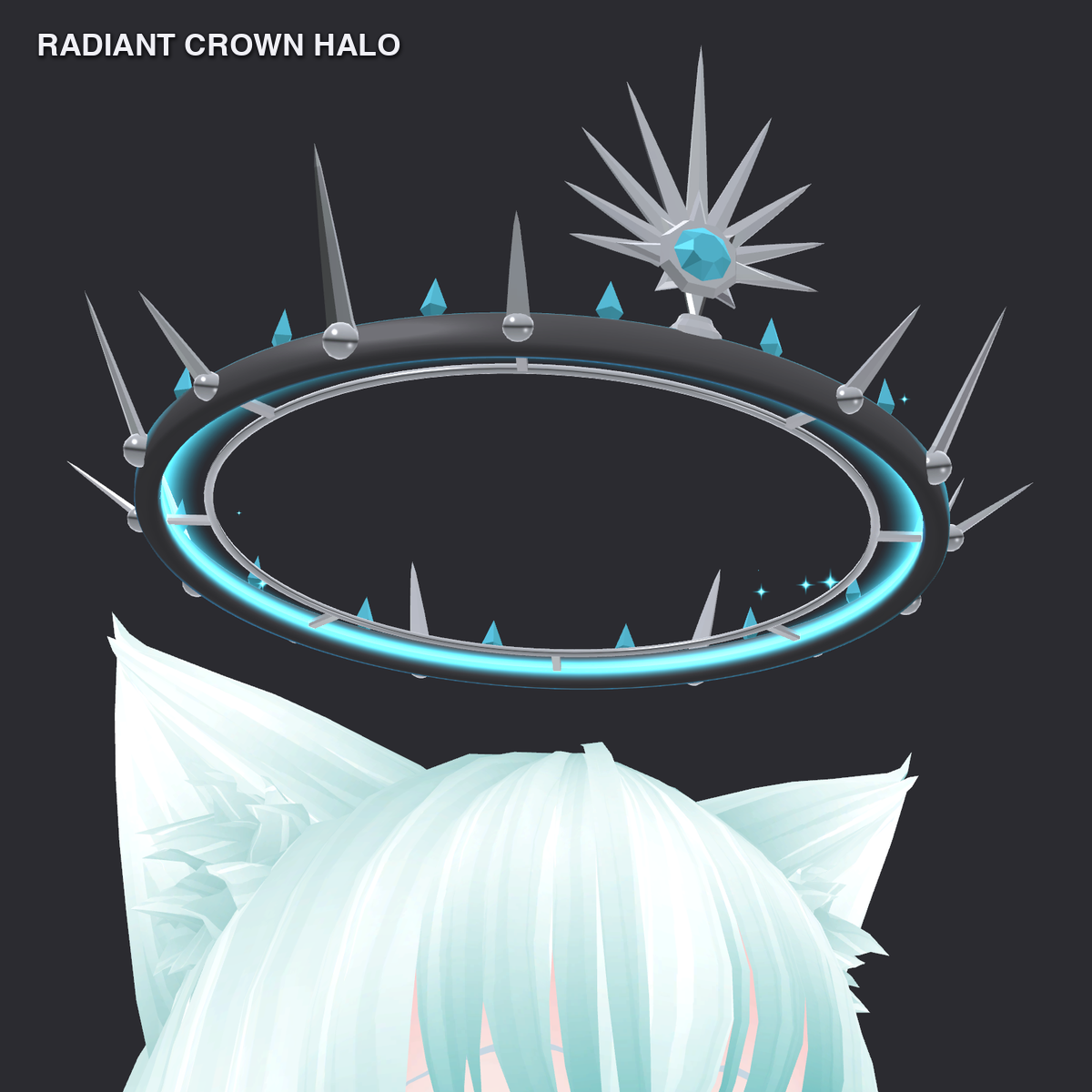 Radiant Crown Halo - 3D Halo with Star Plate and Gem Rays, 4 Colors (Onyx / Dawn / Rose / Aurora) [VRChat, Modular Avatar]