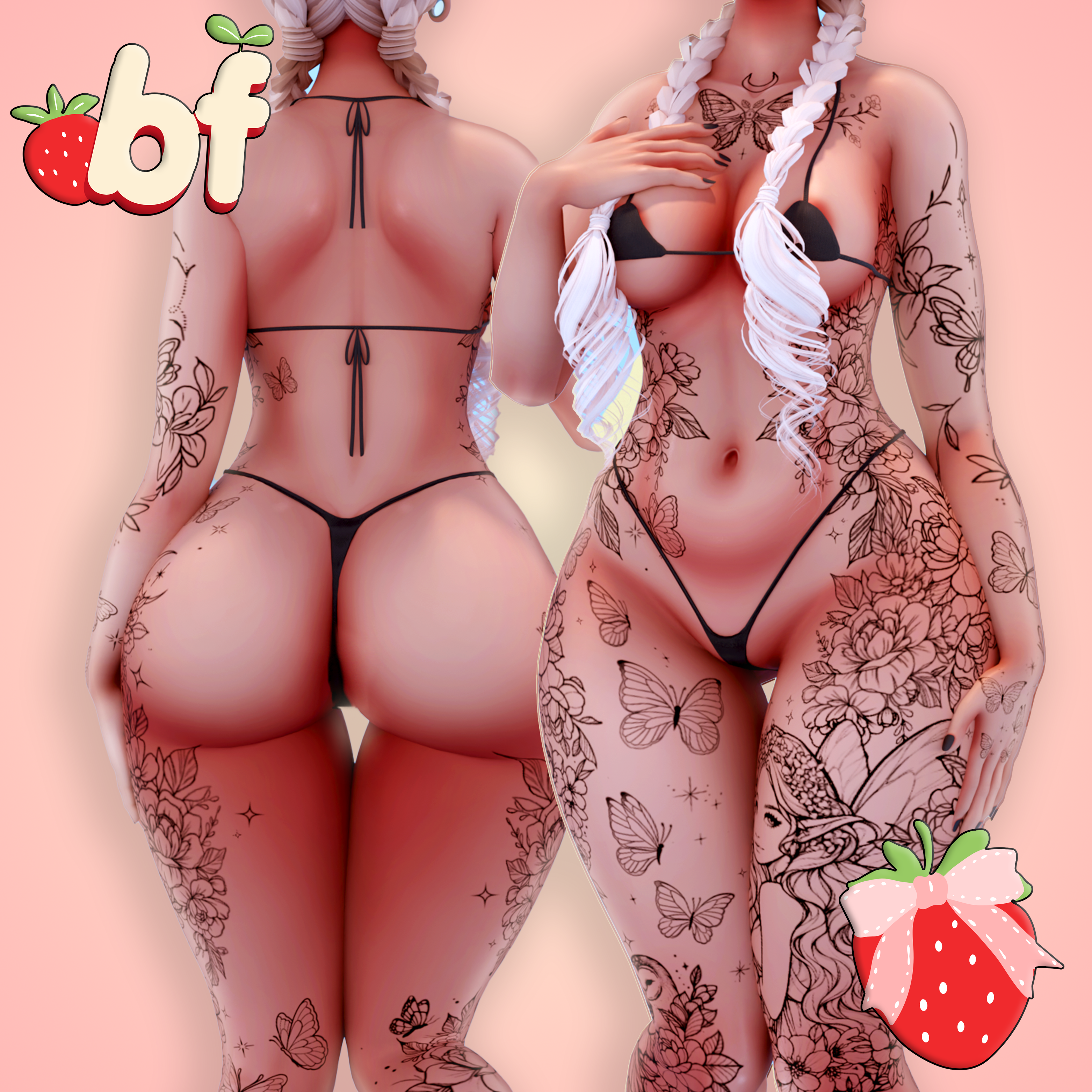 FREE - Fairy Garden (Egirl Tattoos) (Flowers and Butterflies)