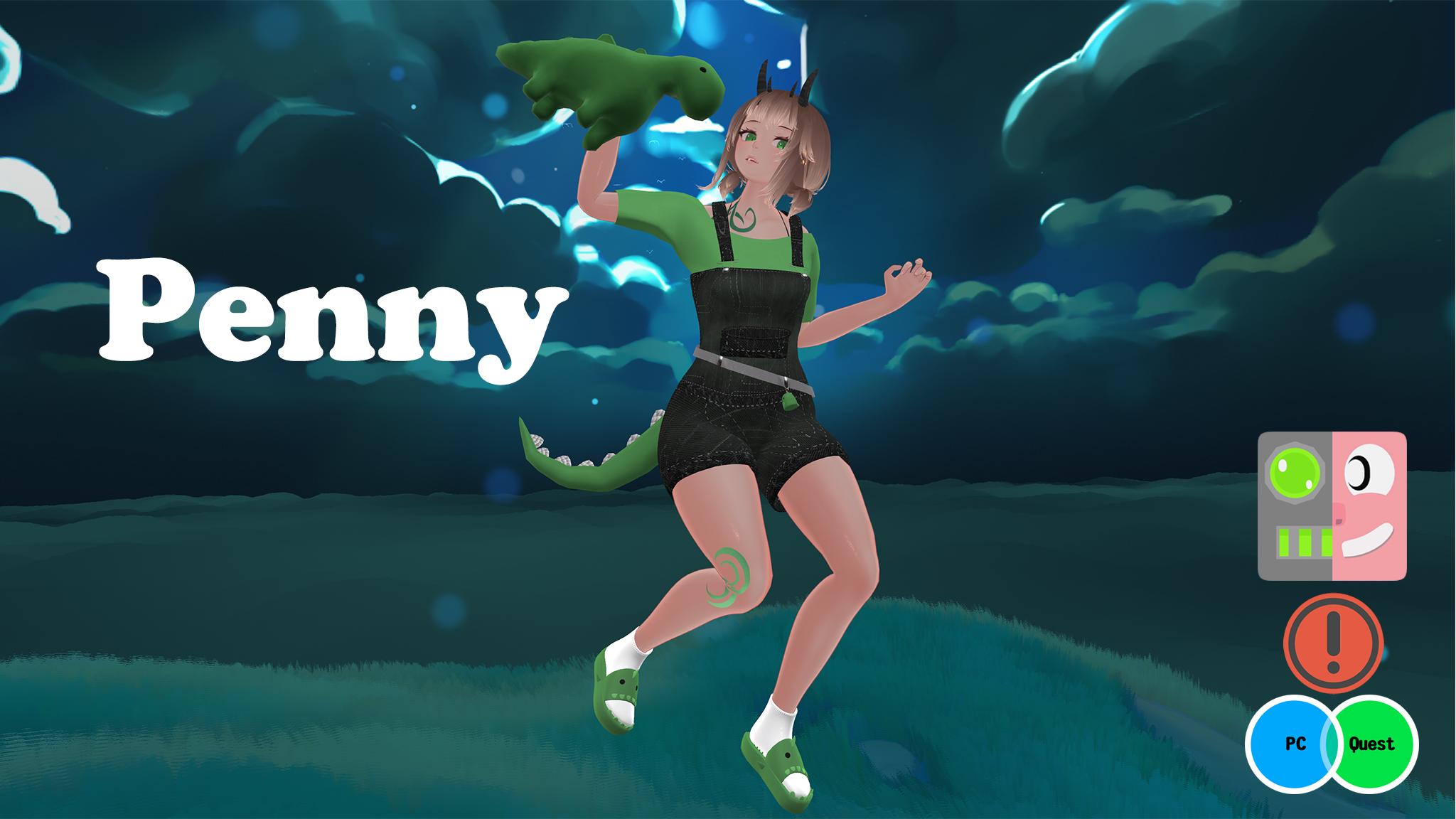 Penny the Goofy Dino ๐ฆ (FREE), (Female / Femboy, PC, QUEST, Gogo Loco, VRCFT / Face Tracking)