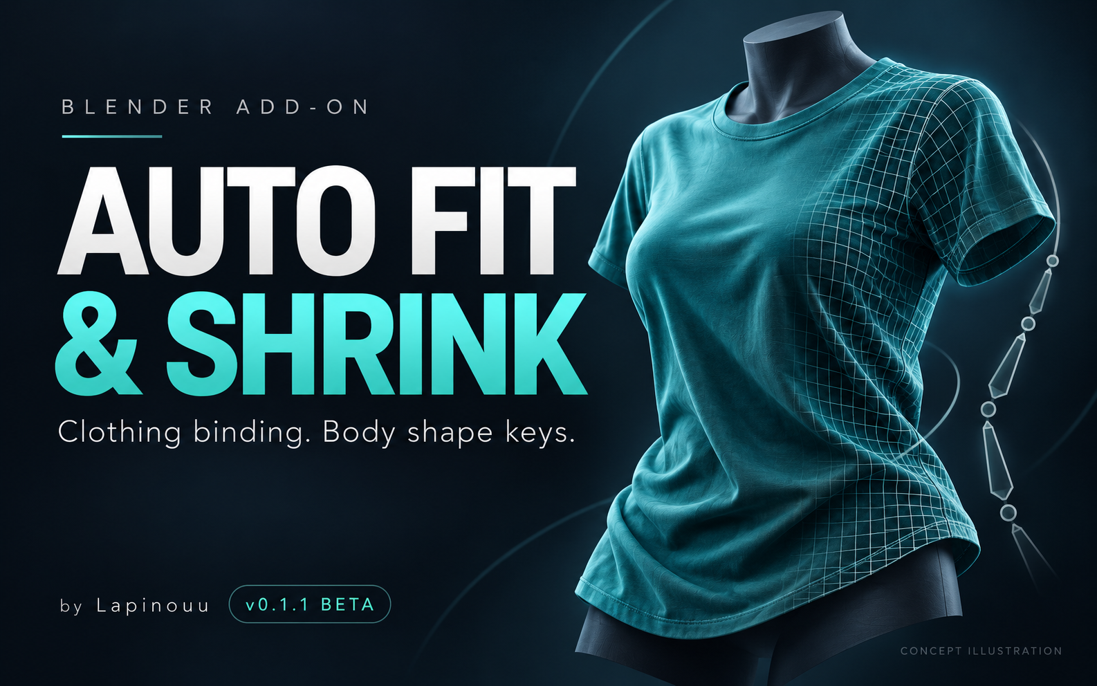 Auto Fit & Shrink — Clothing Bind & Body Shape Keys — Blender Add-on (Beta)