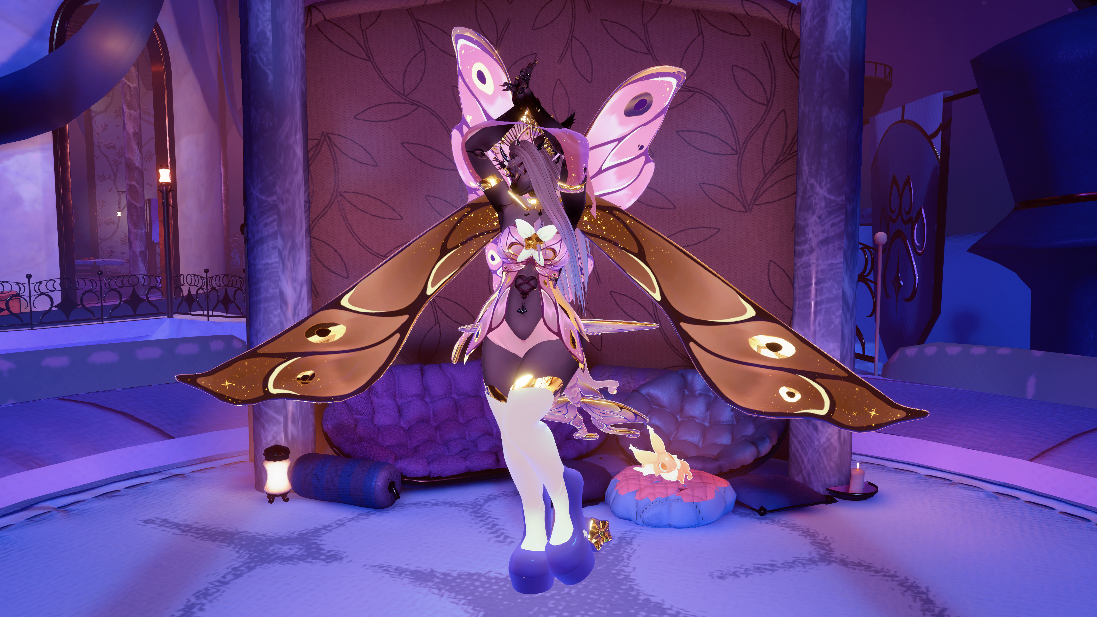 STARBORN MOTH SET | INTERACTABLE WINGS + TAIL EARS AND FULL STARBORN MOTH OUTFIT | VRCHAT READY | FOXIPAWS AVATARS + ANY AVATAR COMPATIBLE - Commercial Use OUTFIT