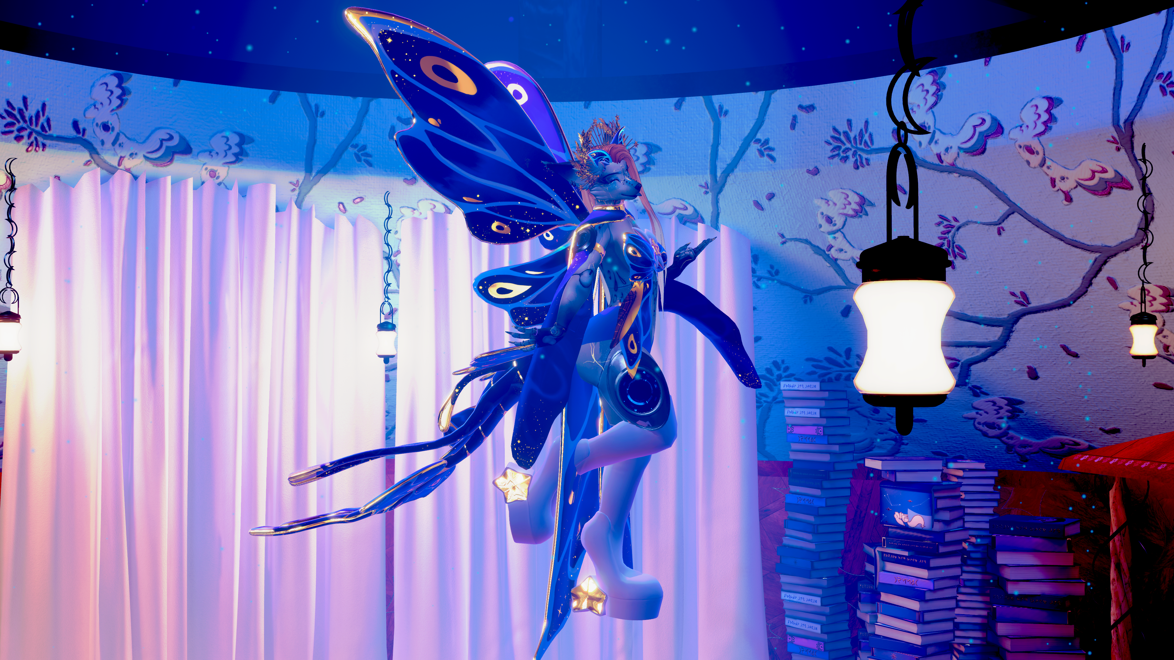 STARBORN MOTH SET | INTERACTABLE WINGS + TAIL EARS AND FULL STARBORN MOTH OUTFIT | VRCHAT READY | FOXIPAWS AVATARS + ANY AVATAR COMPATIBLE - Commercial Use OUTFIT