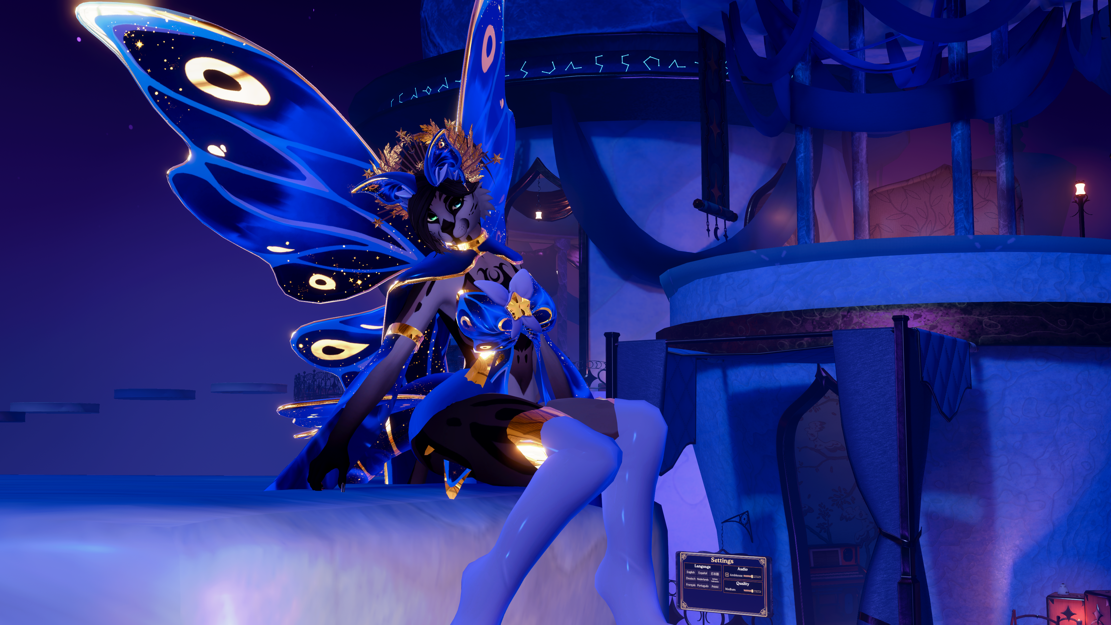 STARBORN MOTH SET | INTERACTABLE WINGS + TAIL EARS AND FULL STARBORN MOTH OUTFIT | VRCHAT READY | FOXIPAWS AVATARS + ANY AVATAR COMPATIBLE - Commercial Use OUTFIT