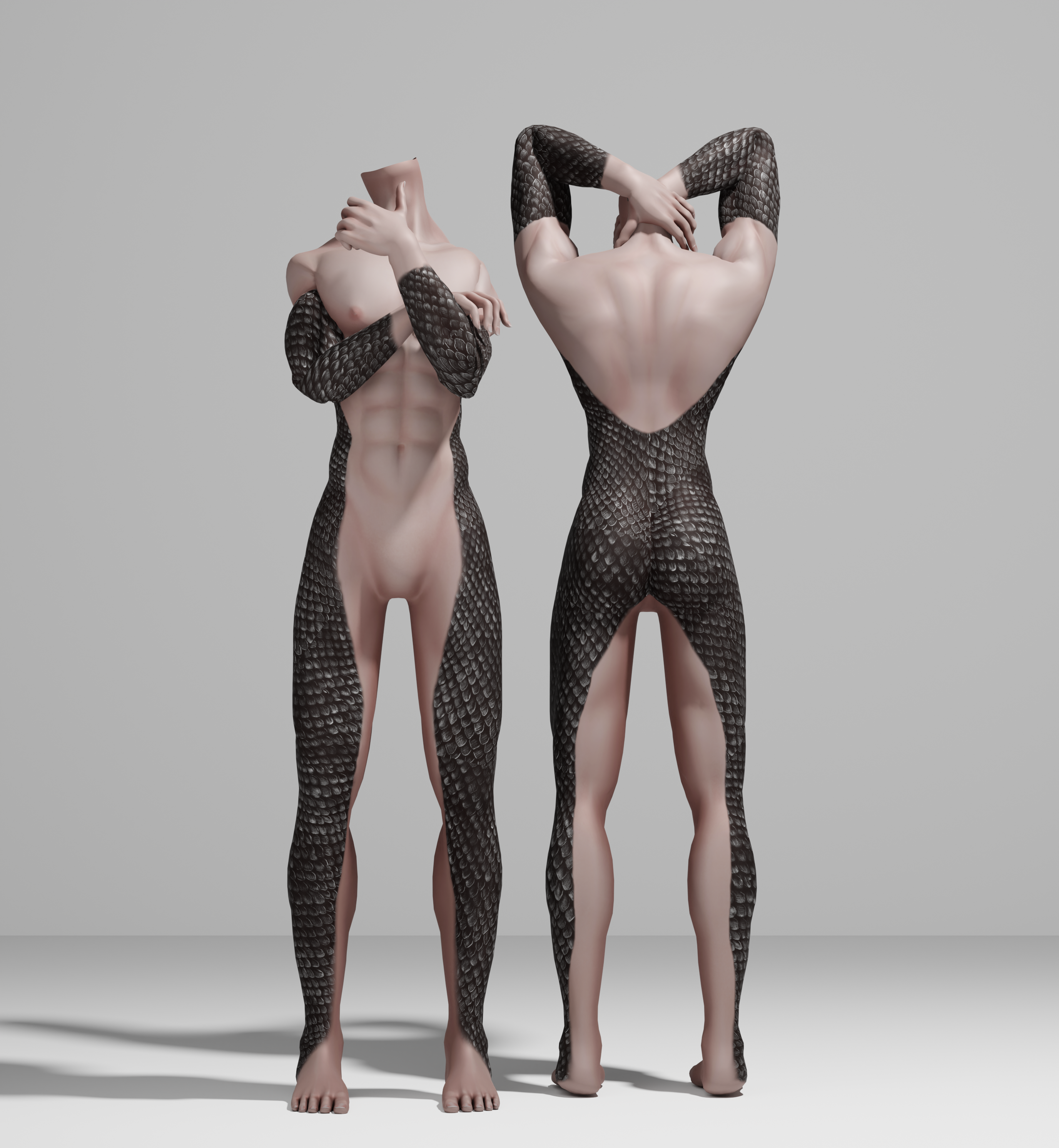 (Akii,E-boy,E-Girl,Hazie, SlimFit )Black Serpent’s Veil tattoo texture