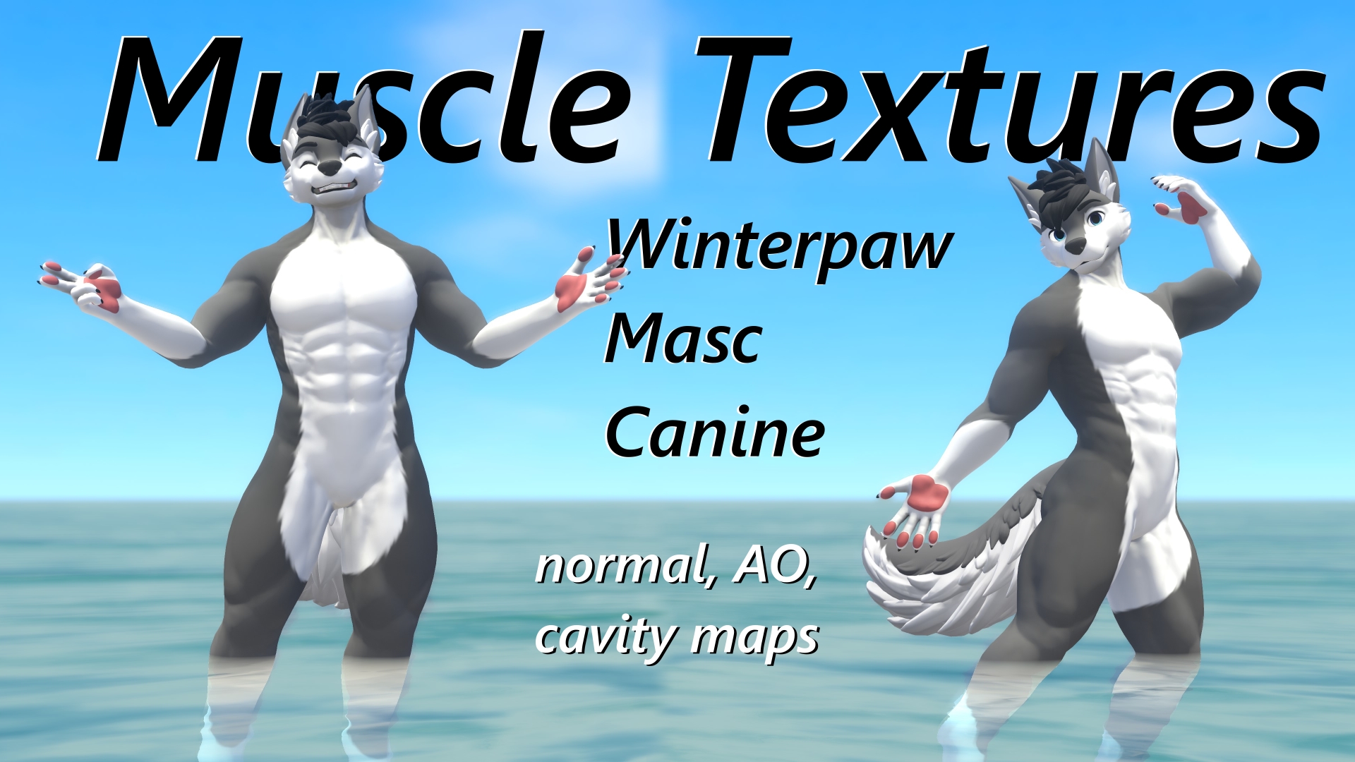 Winterpaw Masc Canine Muscle Textures - Normal map, Ambient Occlusion, Cavity map for VRChat