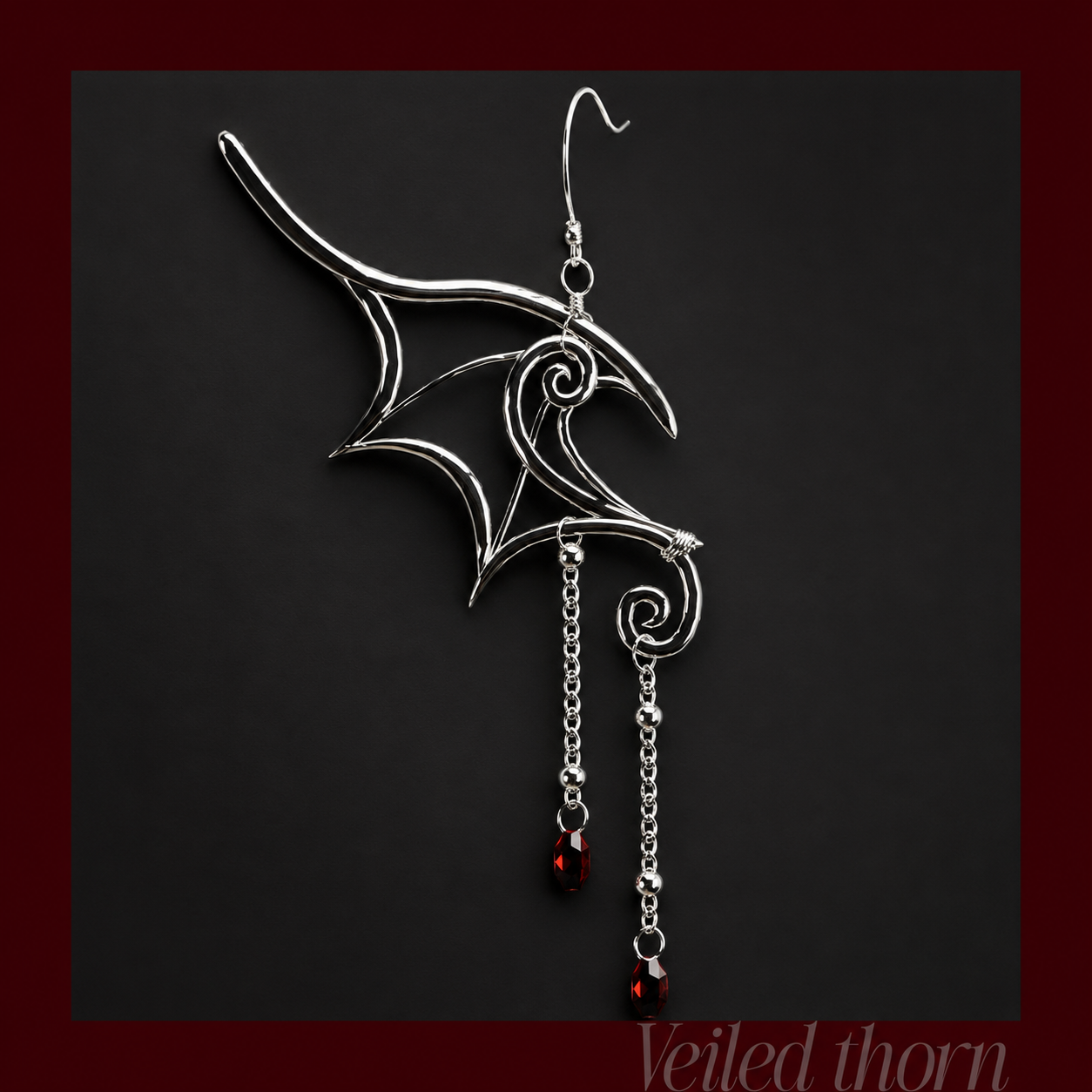 Bat heart wings earrings
