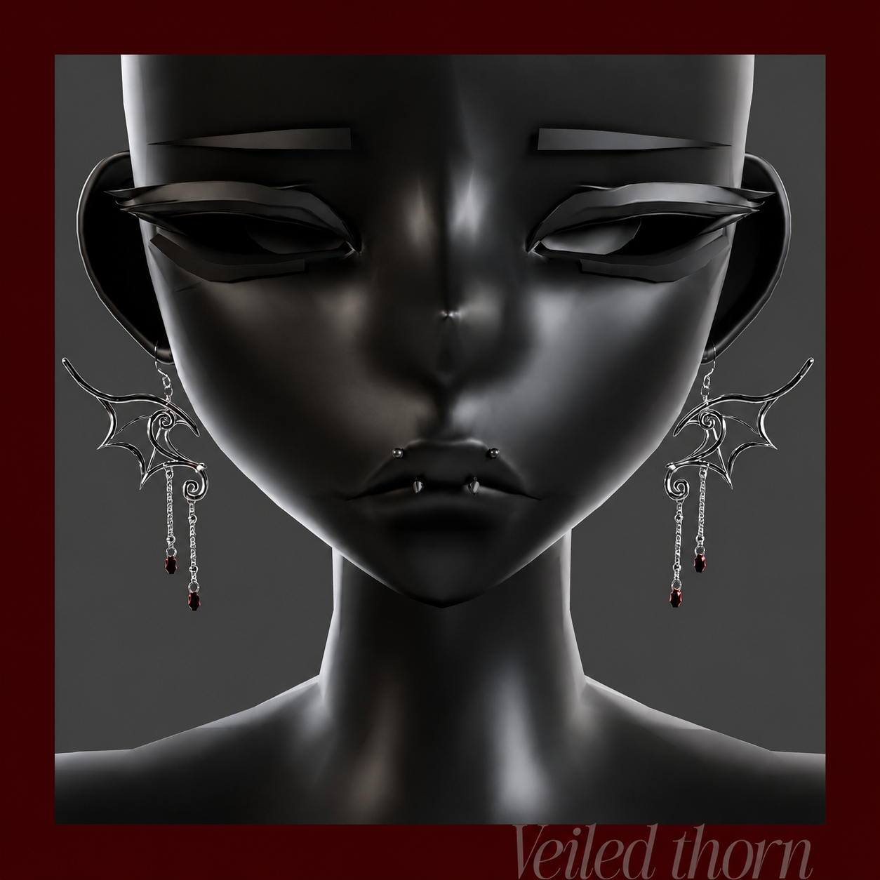 Bat heart wings earrings