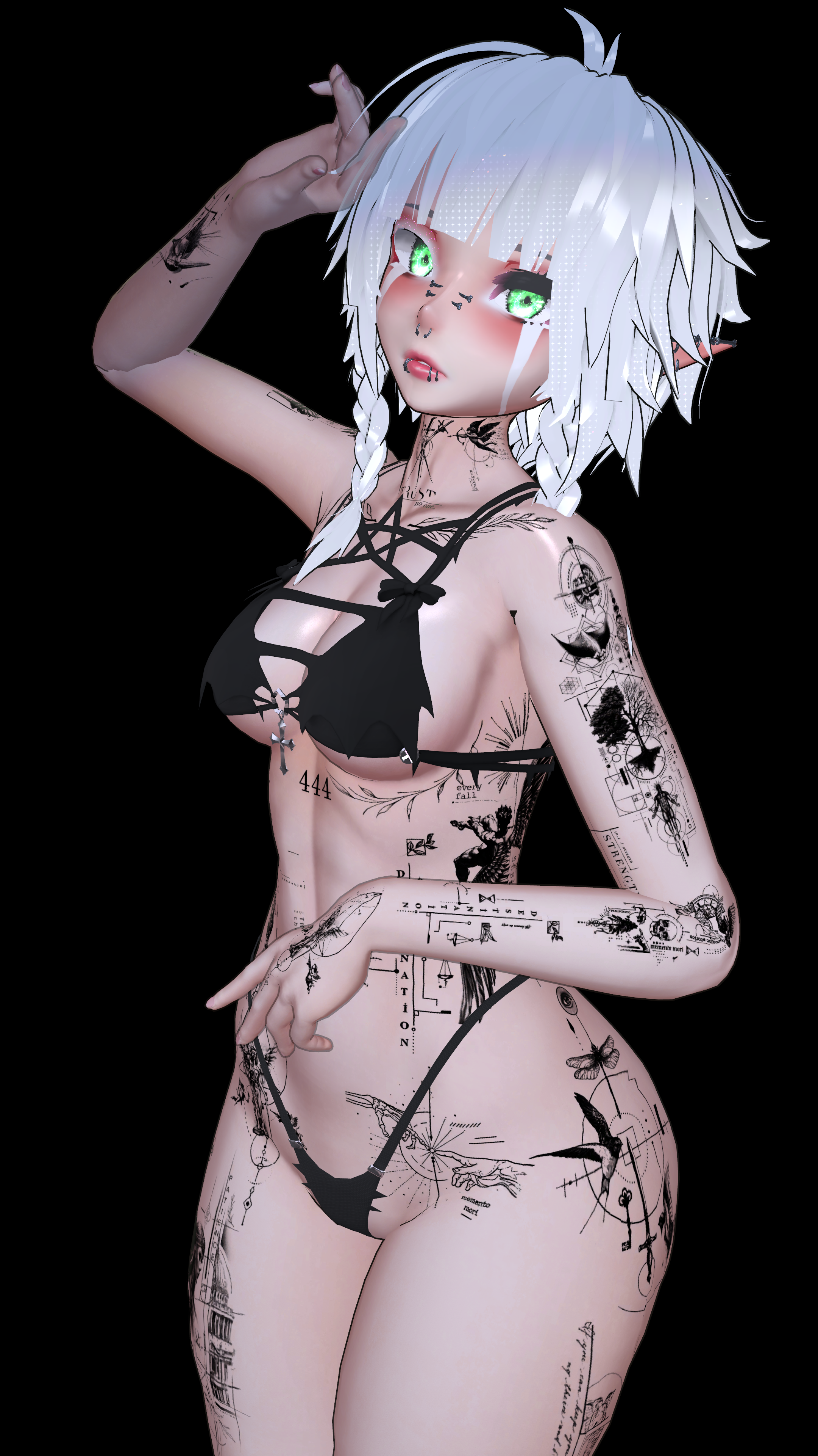 【Line Art Tattoos】"Whisper" "Revenger" "Magician" "Runner" 4k Textures 入れ墨 *テクスチ