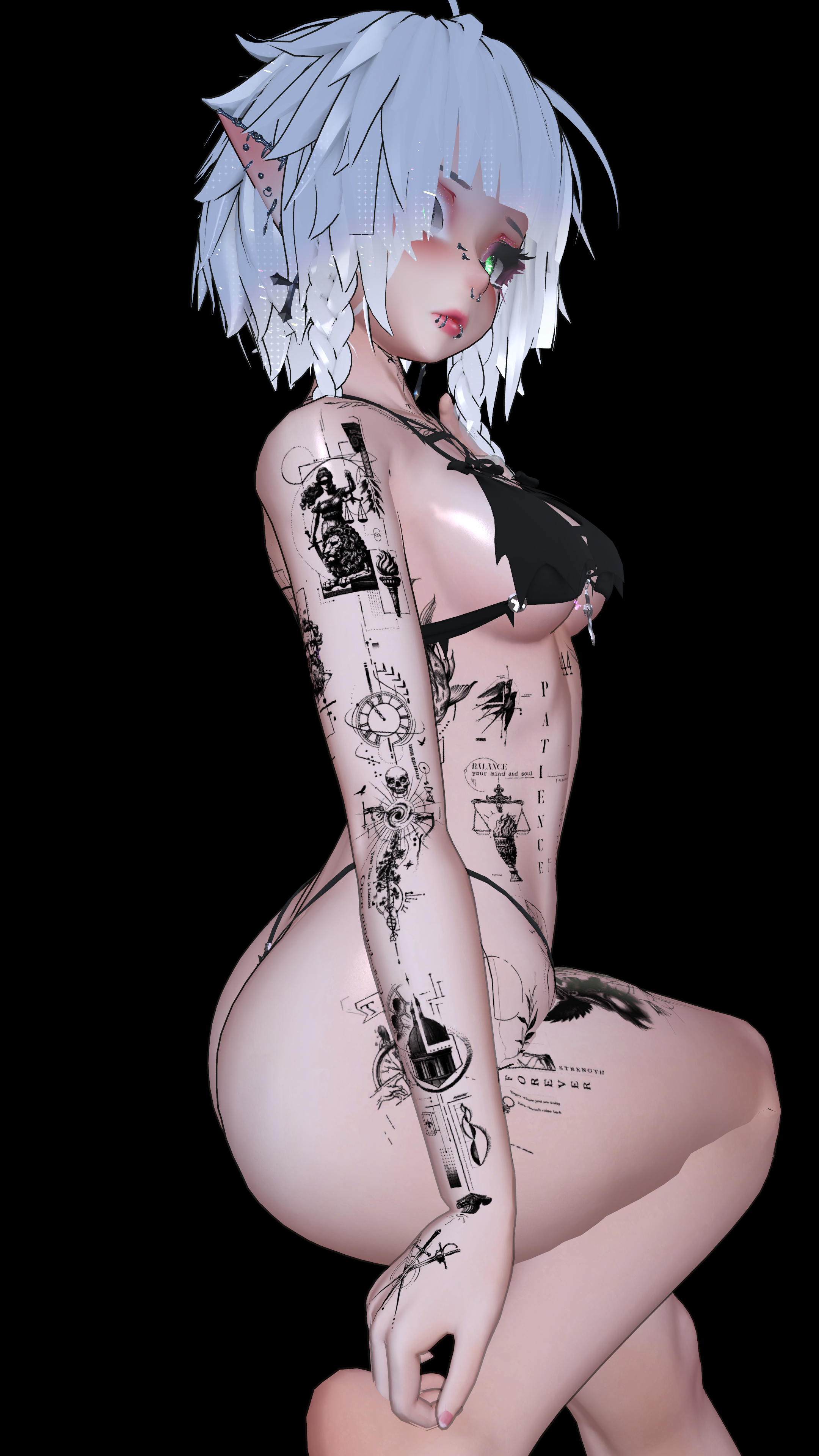 【Line Art Tattoos】"Whisper" "Revenger" "Magician" "Runner" 4k Textures 入れ墨 *テクスチ