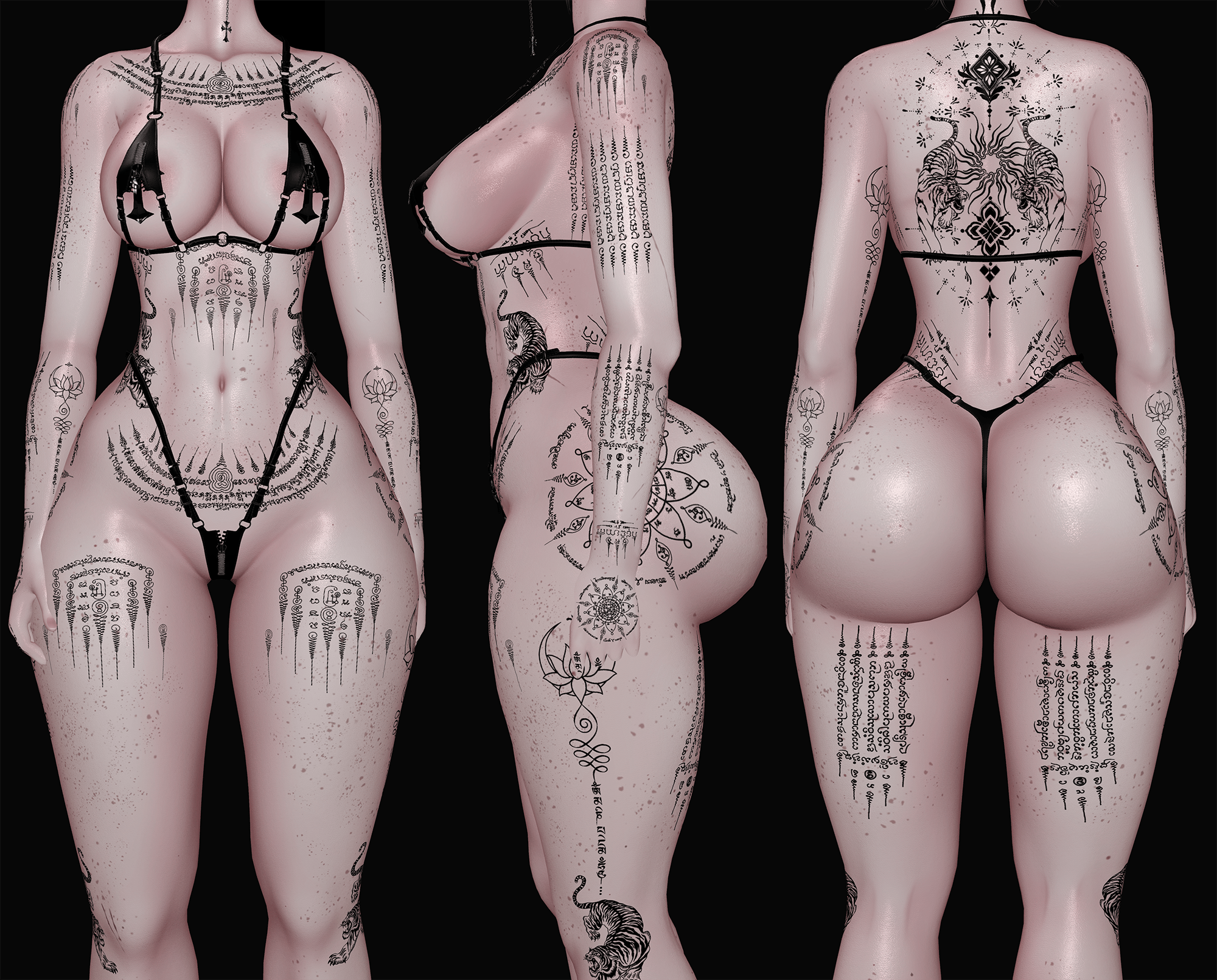 【Thai Tattoos】"Akii Base" "Venus Base" "Zinpia" "Fit & Egirl Base" 4k Textures 入れ墨 *テクスチャ*