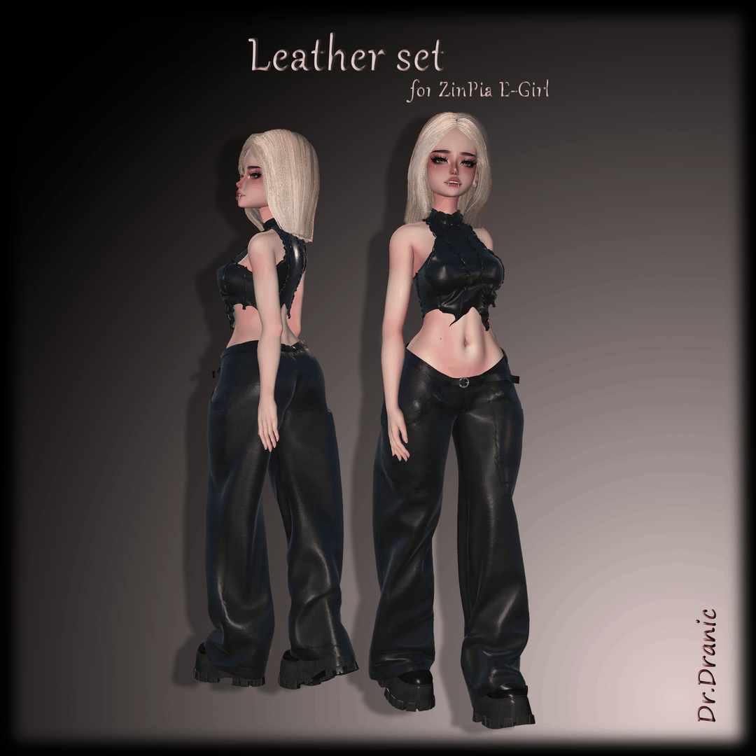Leather set 34 textures total (Top23 / Pants 12) Unitypackage + fully configured Poiyomi materials