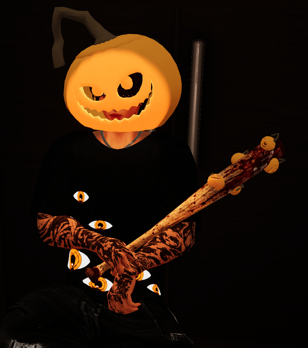 Pumkin Head and baseball bat HAPPYHALLOWEEN!!!!