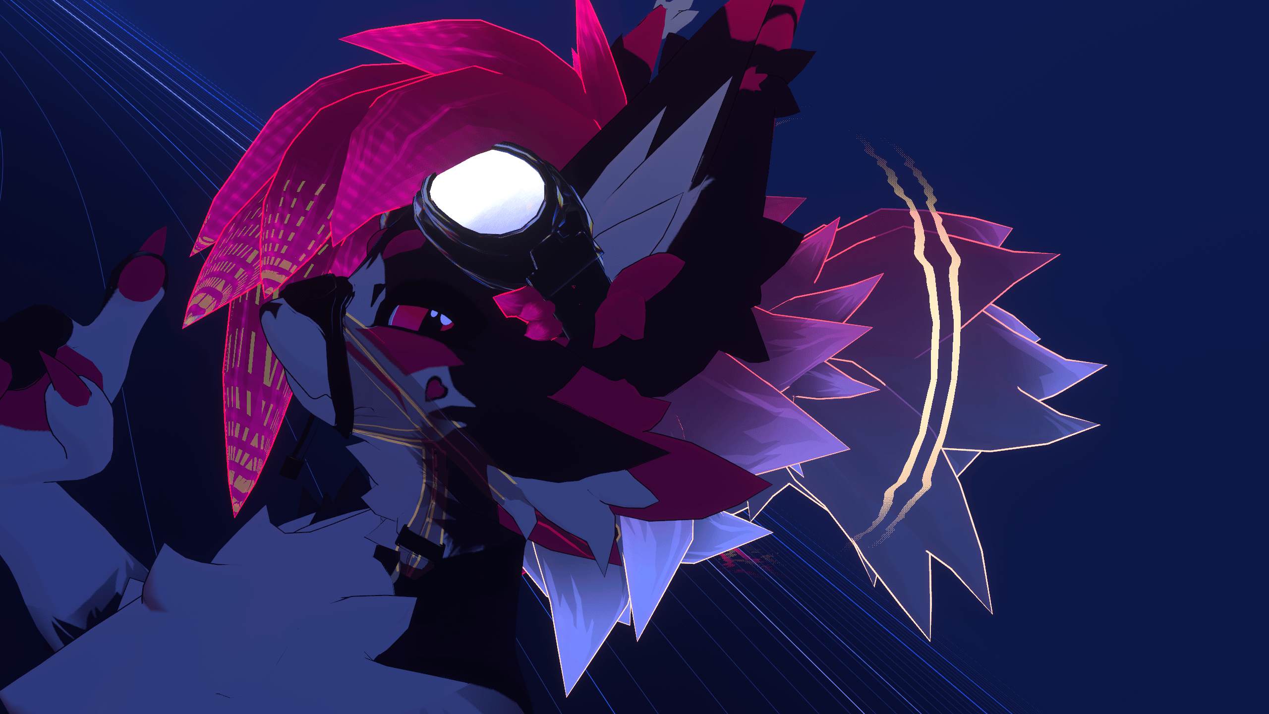Ninja Hair - Hairstyle for VRChat Avatars! ✨ (Novabeast Goggles Compatibility, AudioLink)