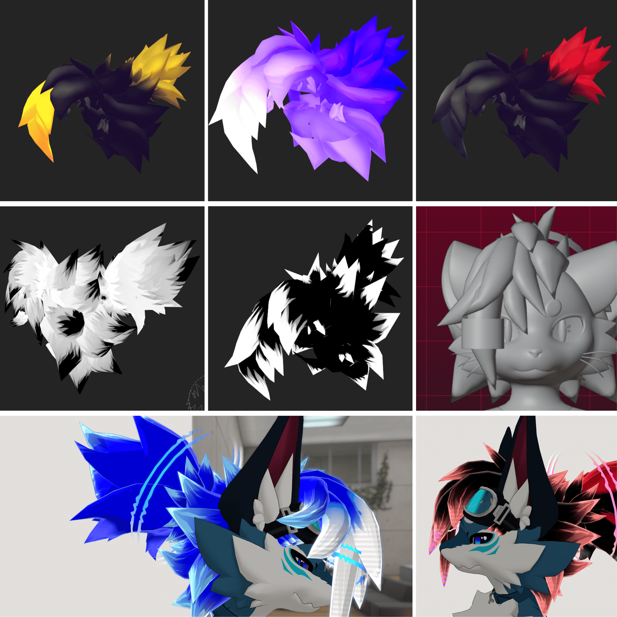 Ninja Hair - Hairstyle for VRChat Avatars! ✨ (Novabeast Goggles Compatibility, AudioLink)