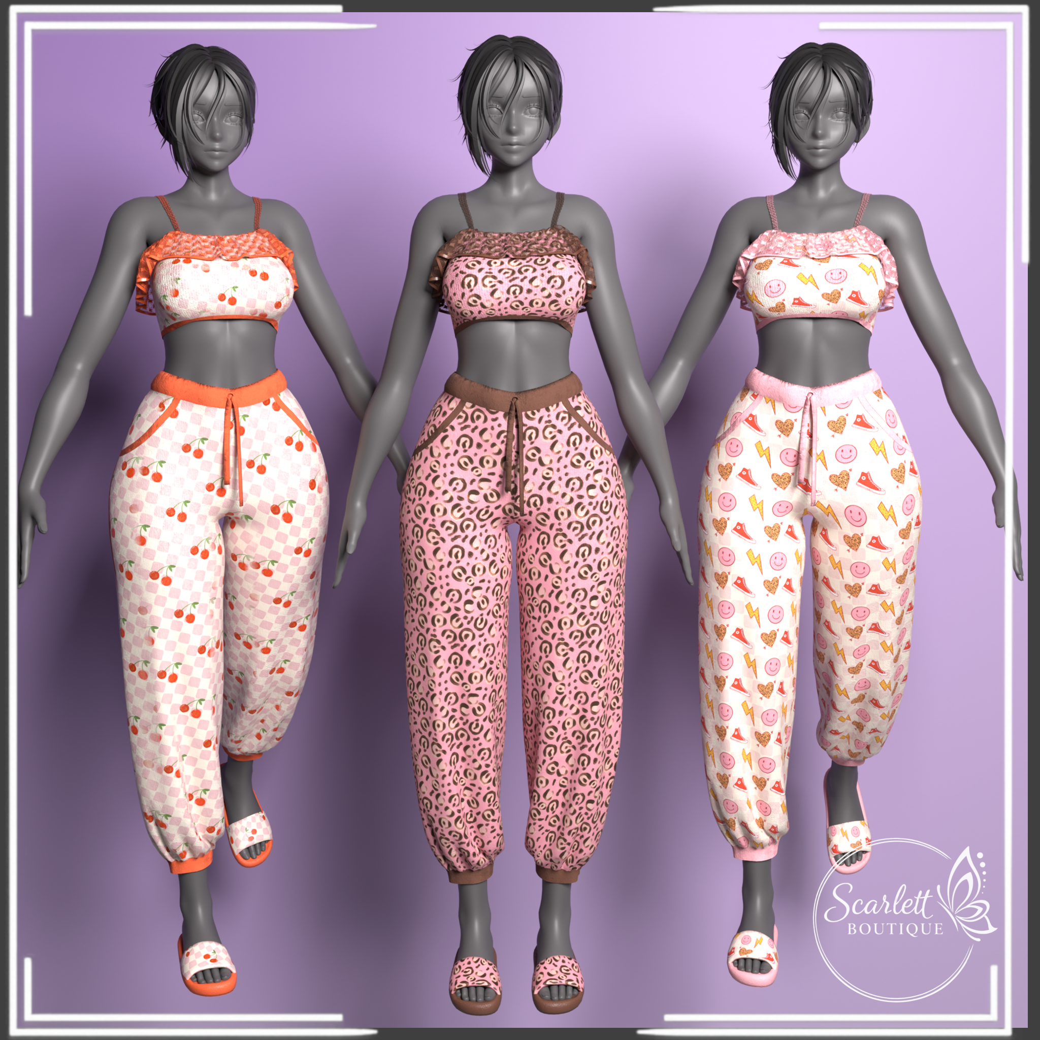 Cozy Set with Matching Slippers — Rigged for VRBase Egirl