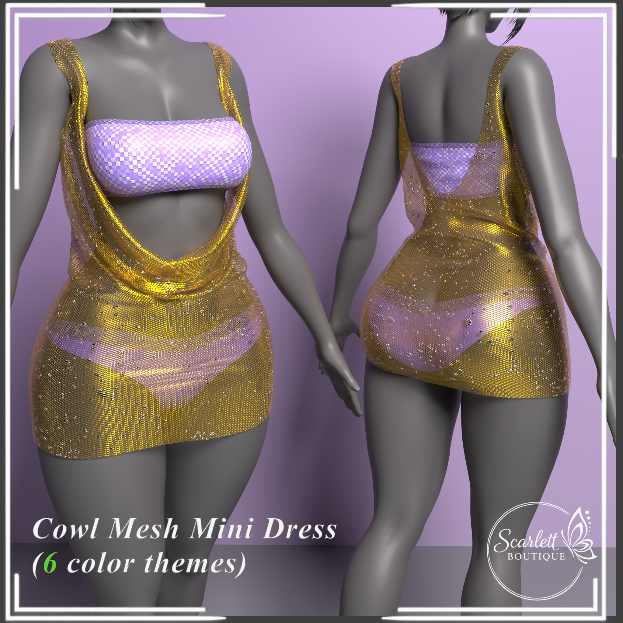 Cowl Mesh Mini Dress (Rigged for VRBase EGirl)