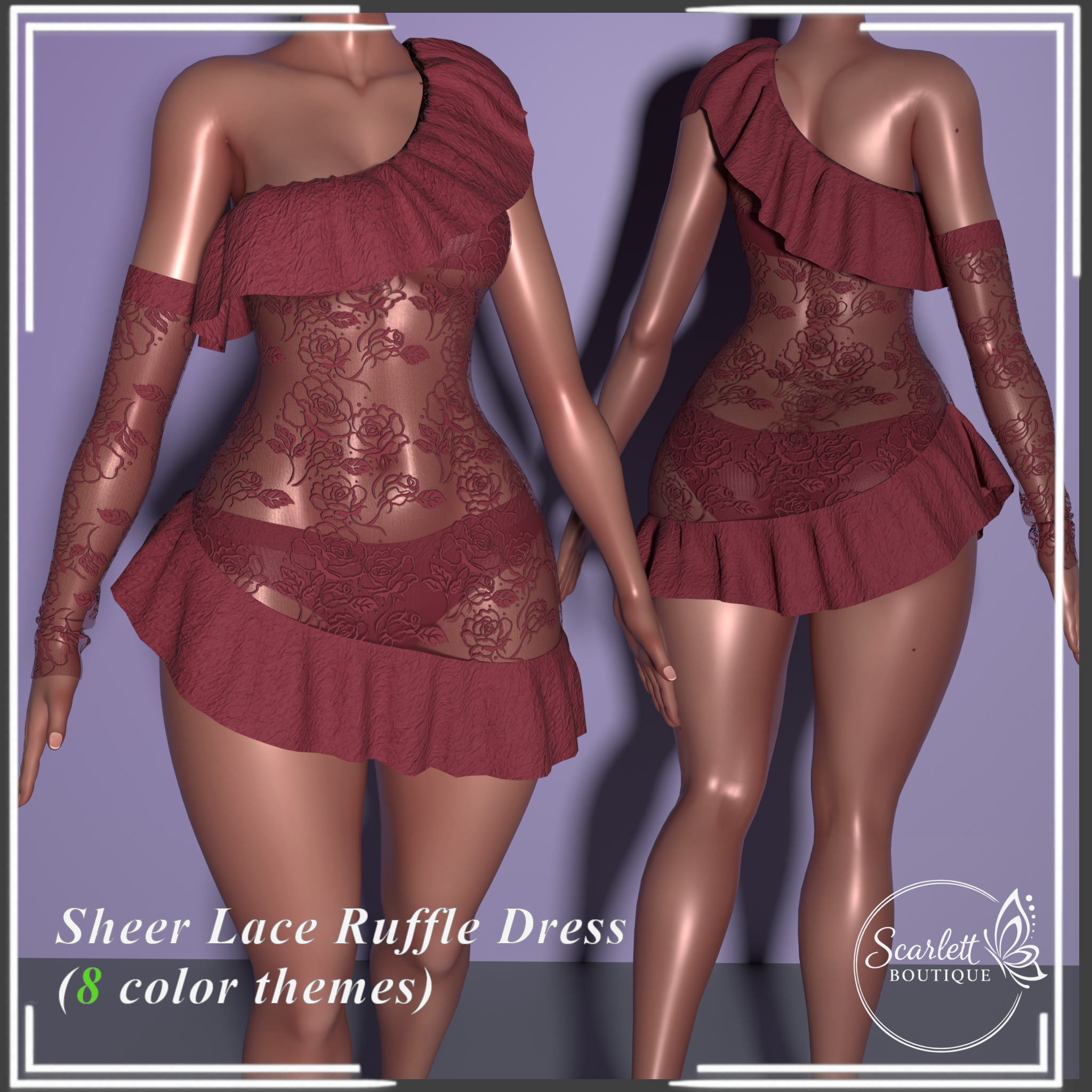Sheer Lace Ruffle Dress (Rigged for VRBase EGirl)