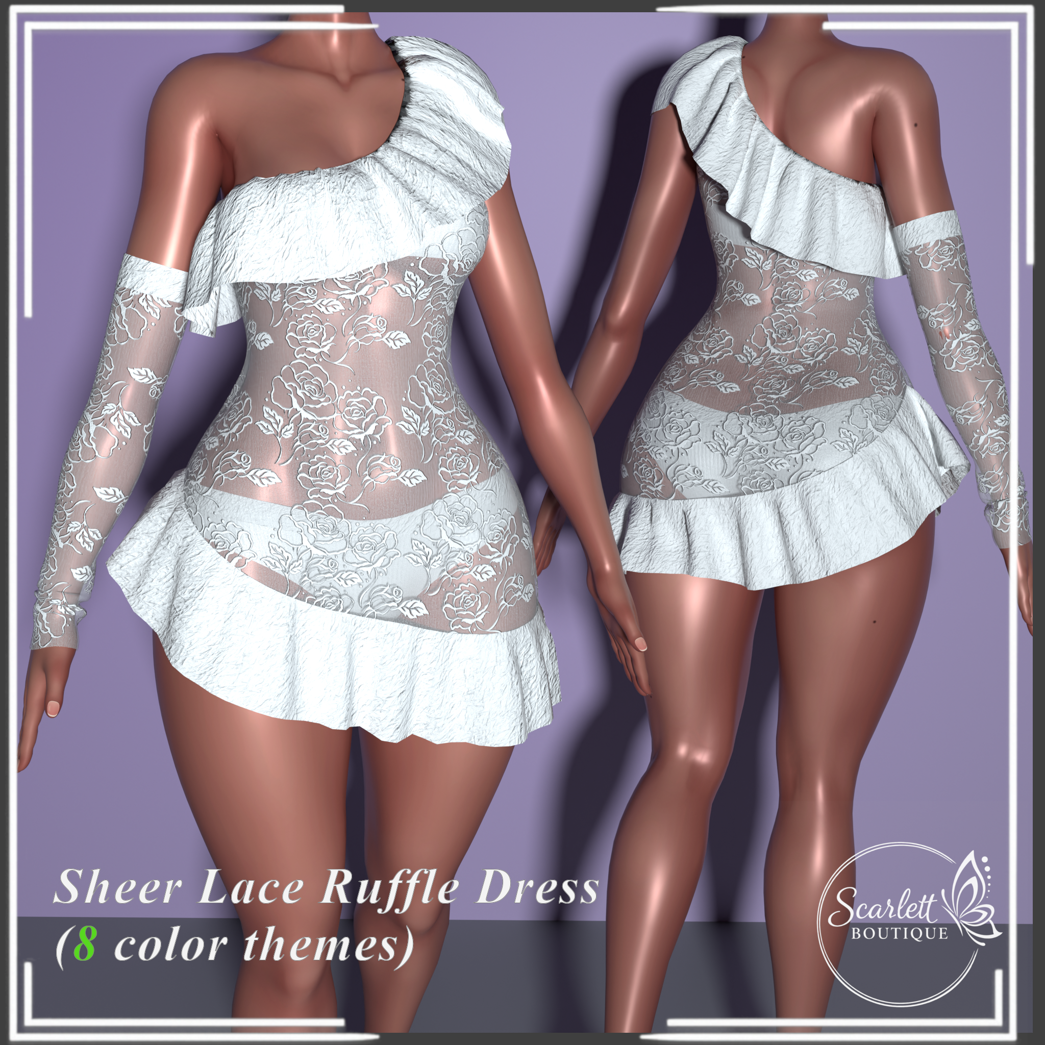 Sheer Lace Ruffle Dress (Rigged for VRBase EGirl)