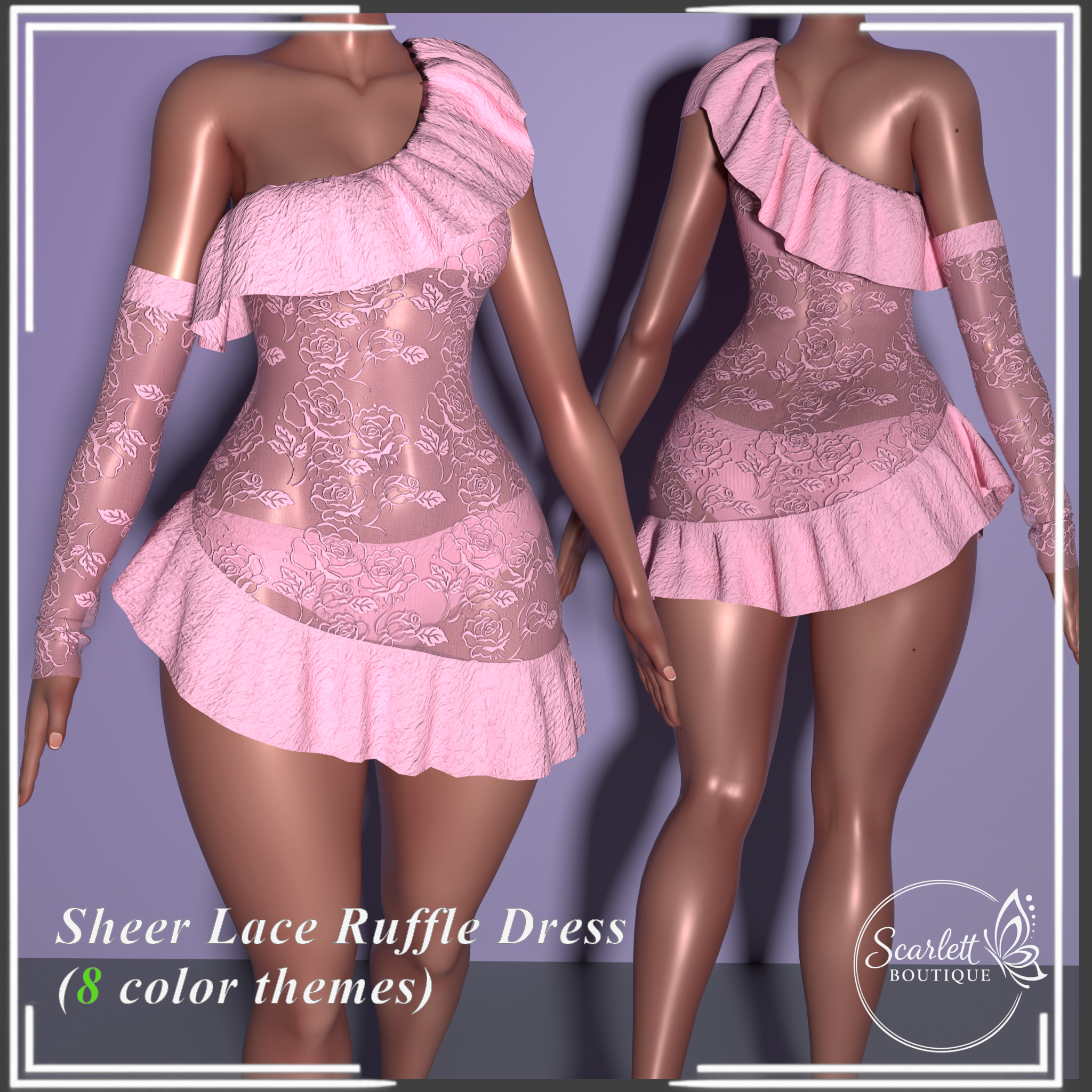 Sheer Lace Ruffle Dress (Rigged for VRBase EGirl)