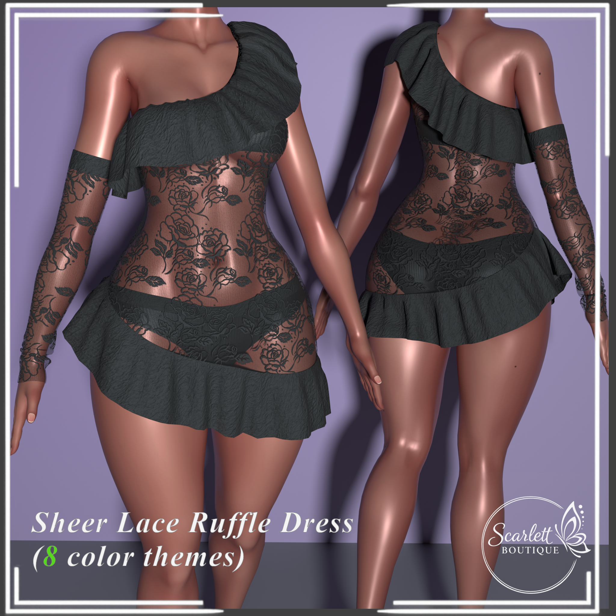Sheer Lace Ruffle Dress (Rigged for VRBase EGirl)