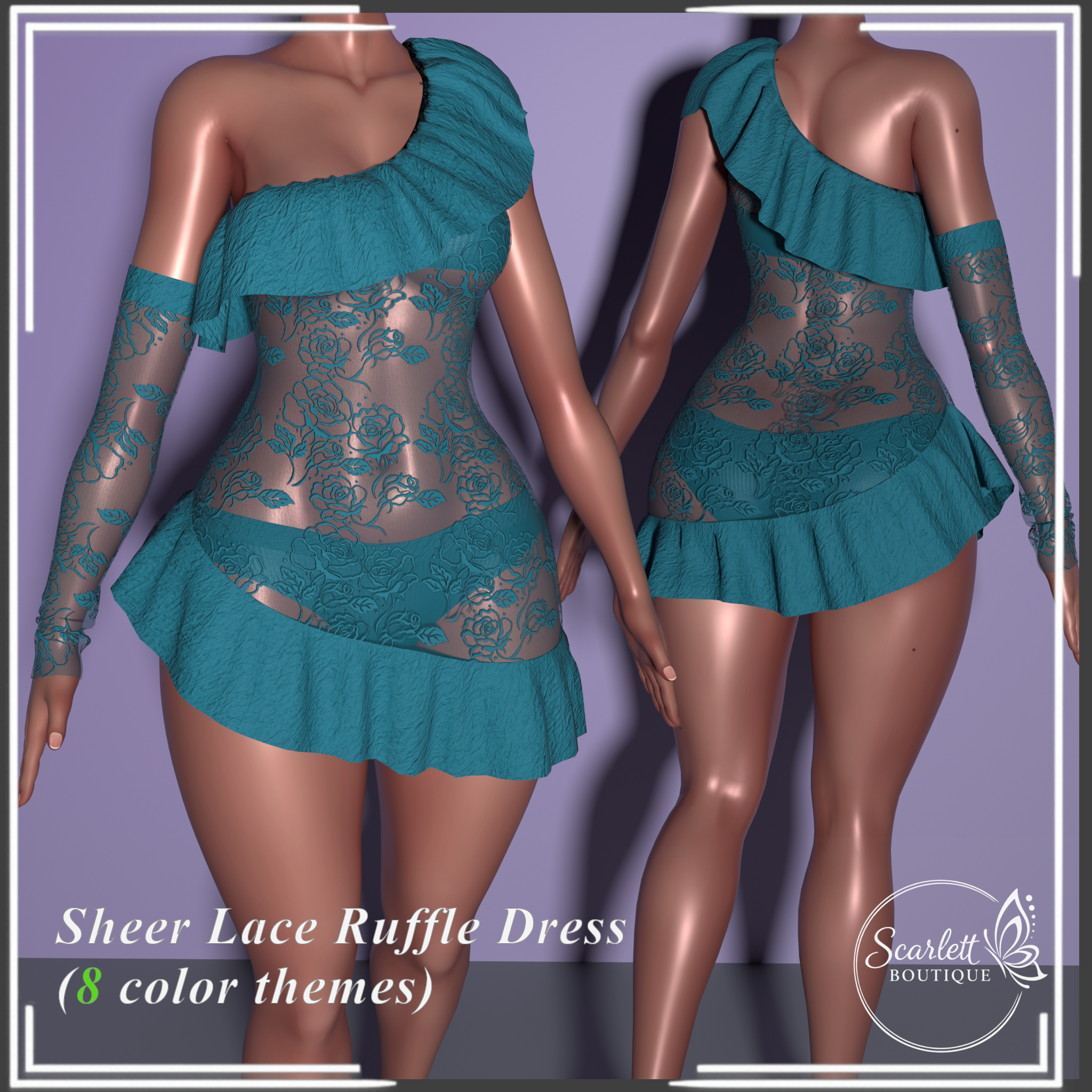 Sheer Lace Ruffle Dress (Rigged for VRBase EGirl)