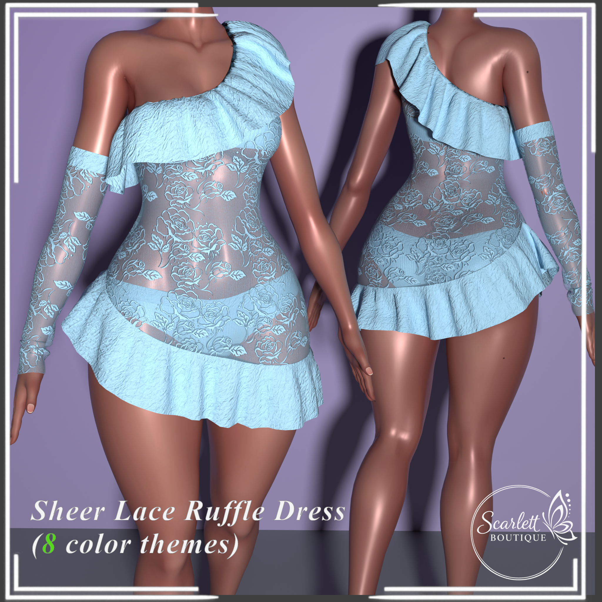 Sheer Lace Ruffle Dress (Rigged for VRBase EGirl)