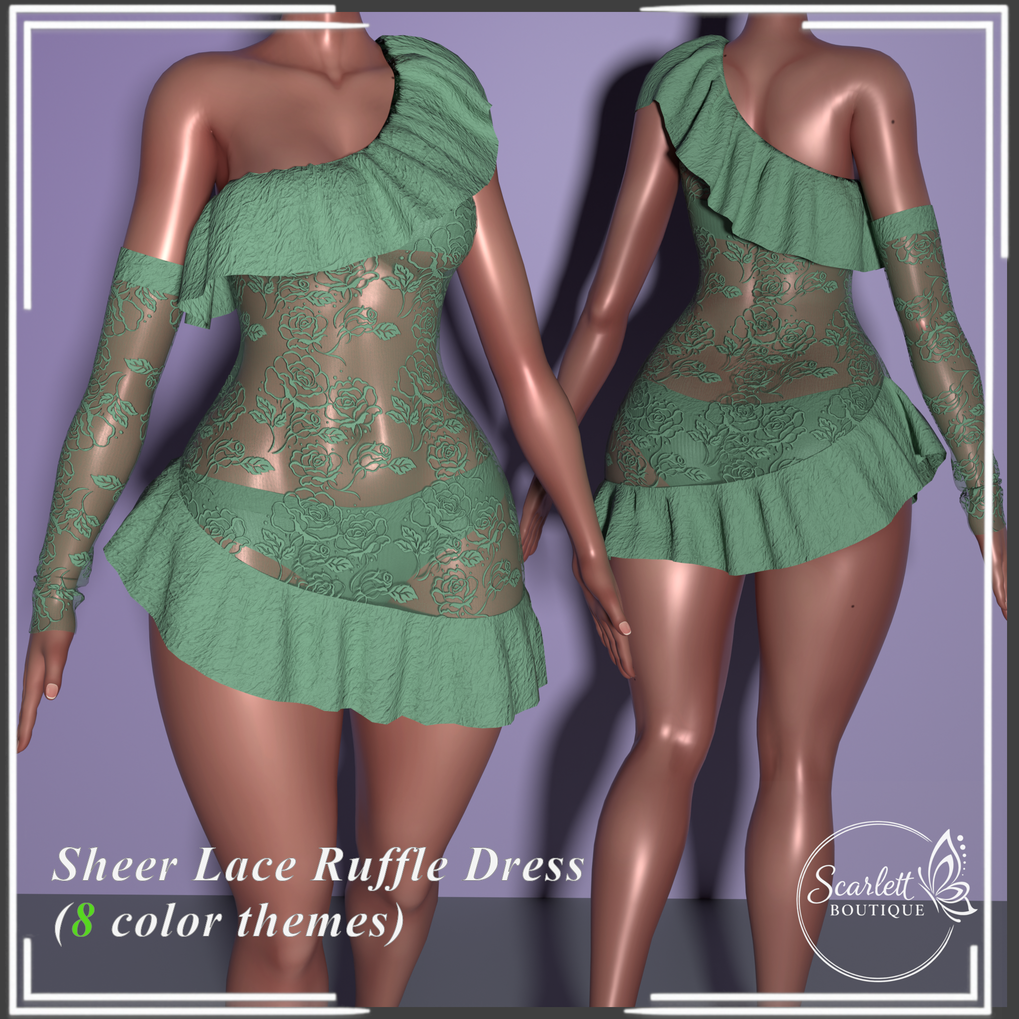 Sheer Lace Ruffle Dress (Rigged for VRBase EGirl)