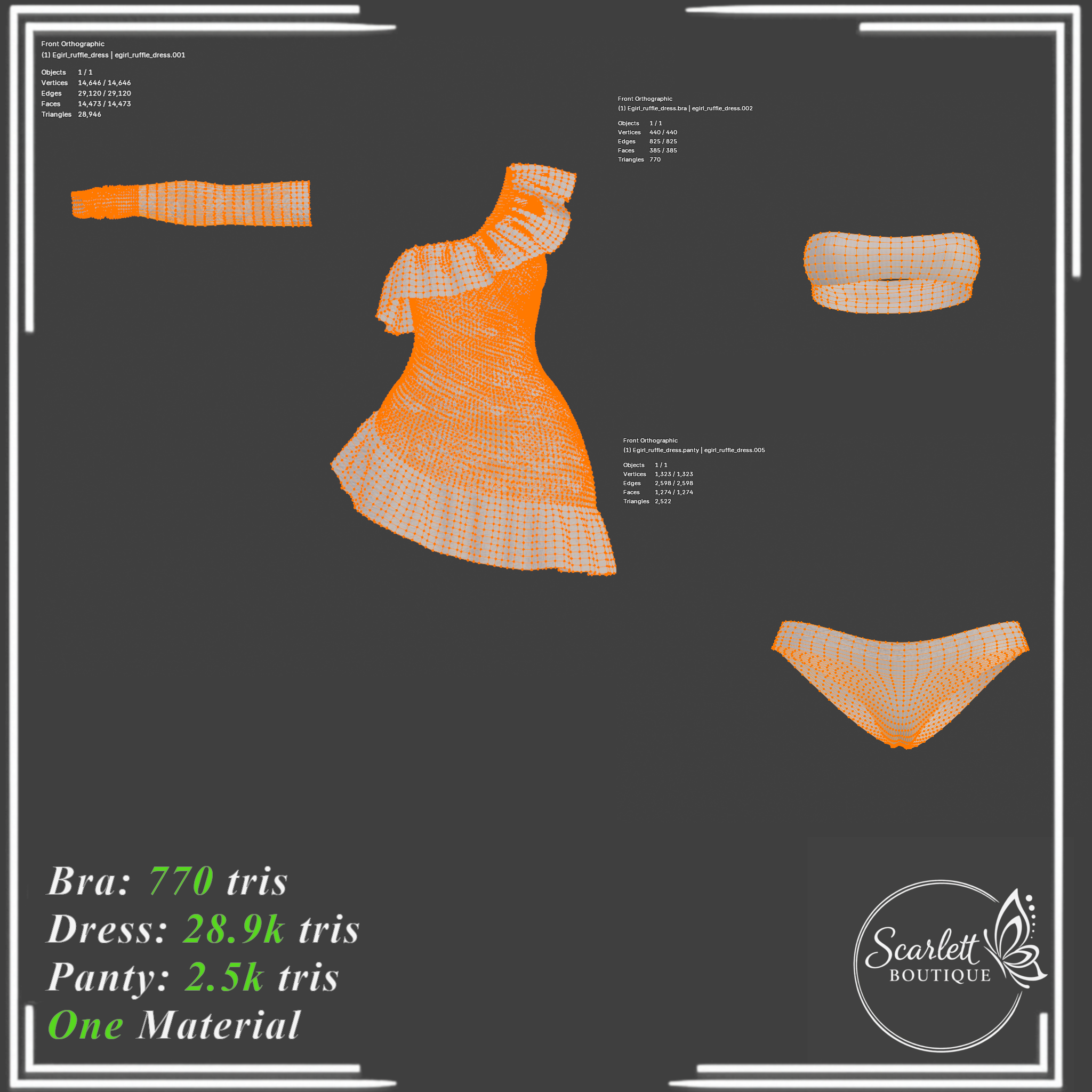 Sheer Lace Ruffle Dress (Rigged for VRBase EGirl)