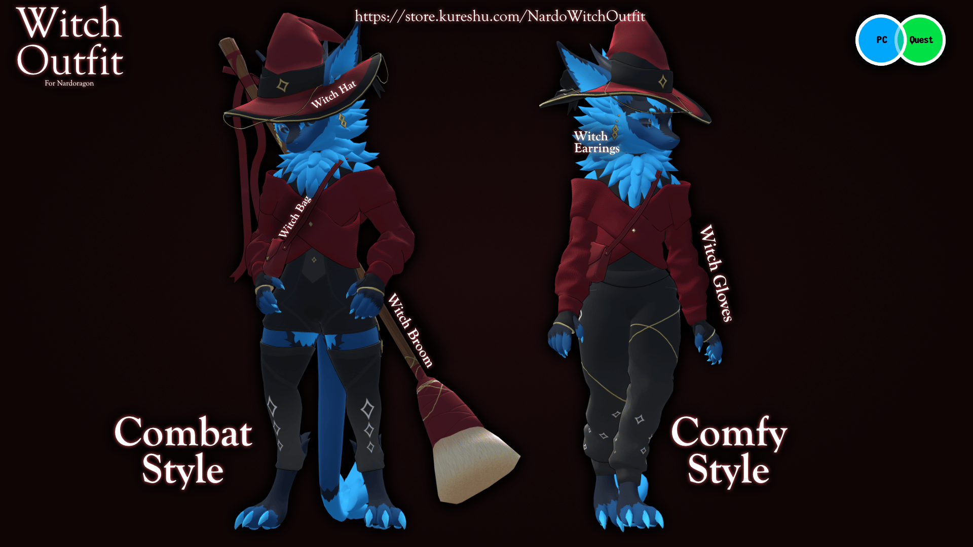 Nardoragon Halloween Witch Outfit (VRChat PC and Quest Compatible)