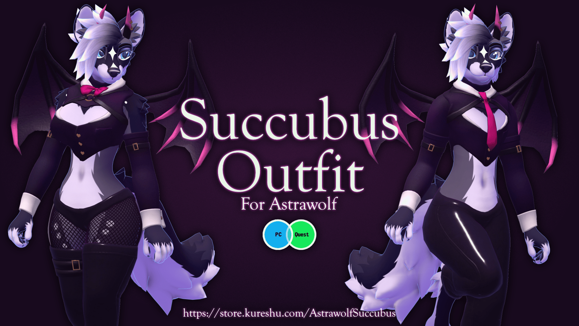 Succubus & Incubus Outfit for LegacyTwoTails Astrawolf (VRChat PC and Quest Compatible)