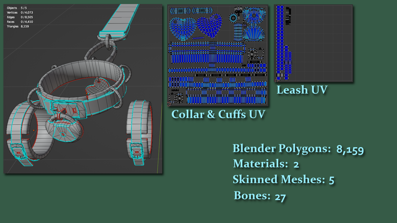 Collar Cuffs & Leash - Universal