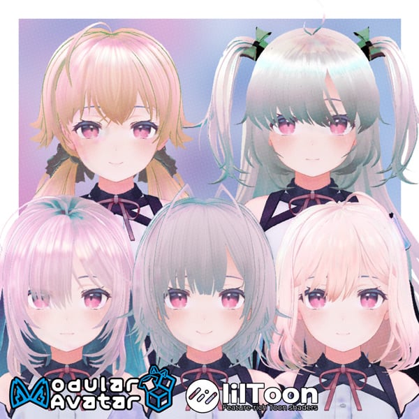 [For Kikyo] Hair Set Vol. 2 – 5 Styles Total! Modular Avatar Compatible