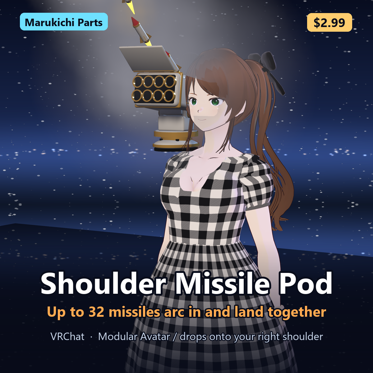 Shoulder Missile Pod - 32-Missile Salvo or Fireworks [Modular Avatar / ABS]