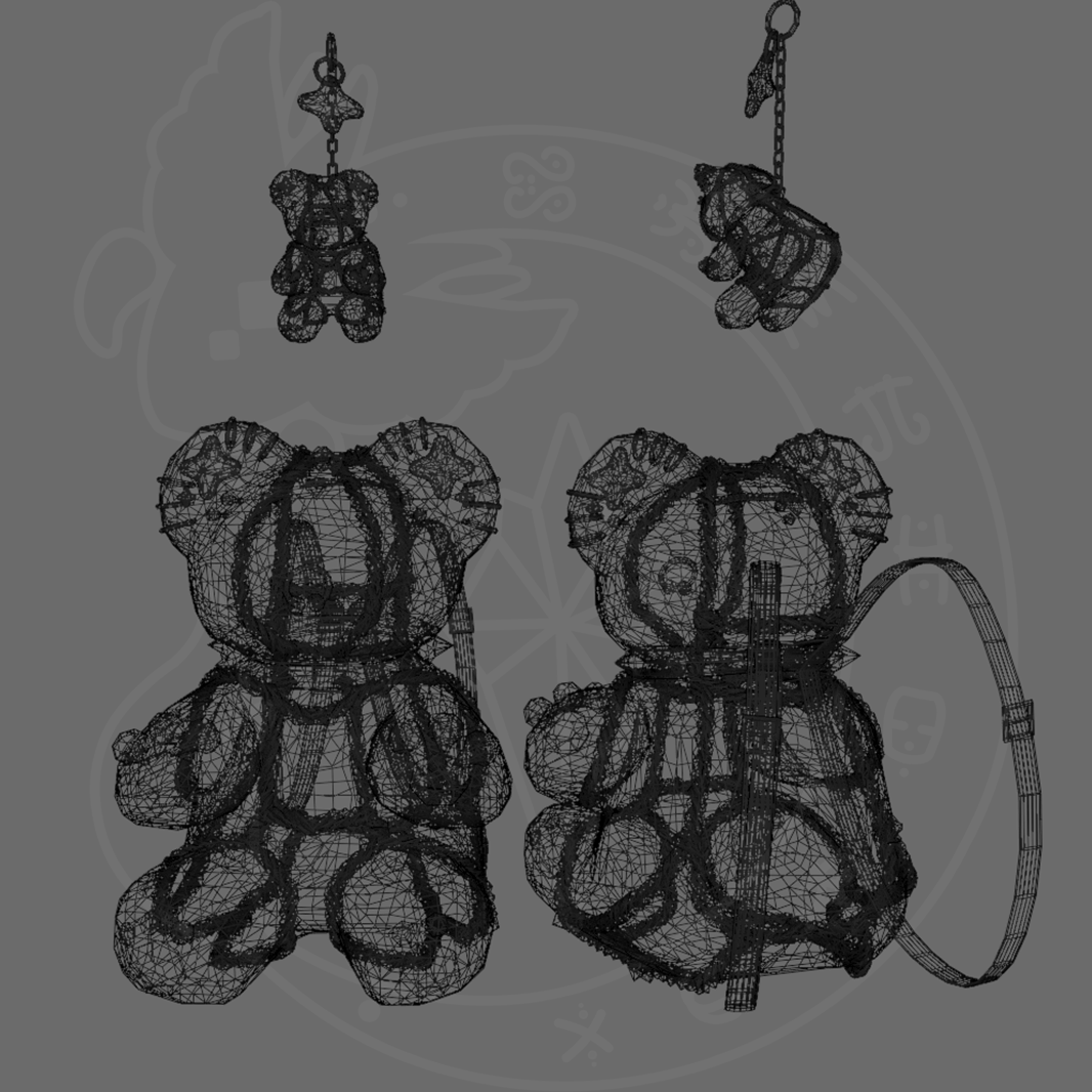 Shiny Woodoo Bears Backpack + Keychain Rigged