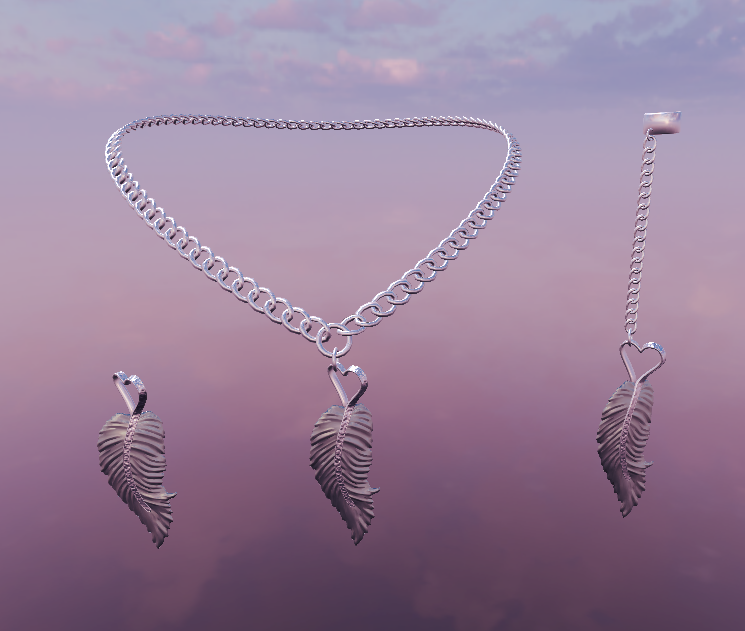 Val's Feather jewellery (necklace, earring, pendant)