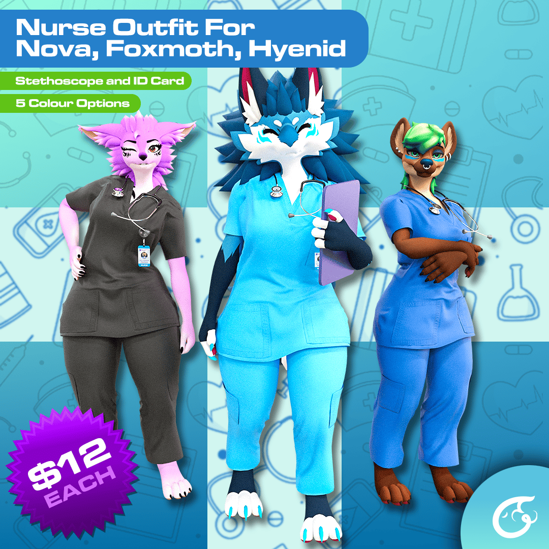 Nurse Outfit For Nova, Foxmoth, Hyenid | VRChat Clothing