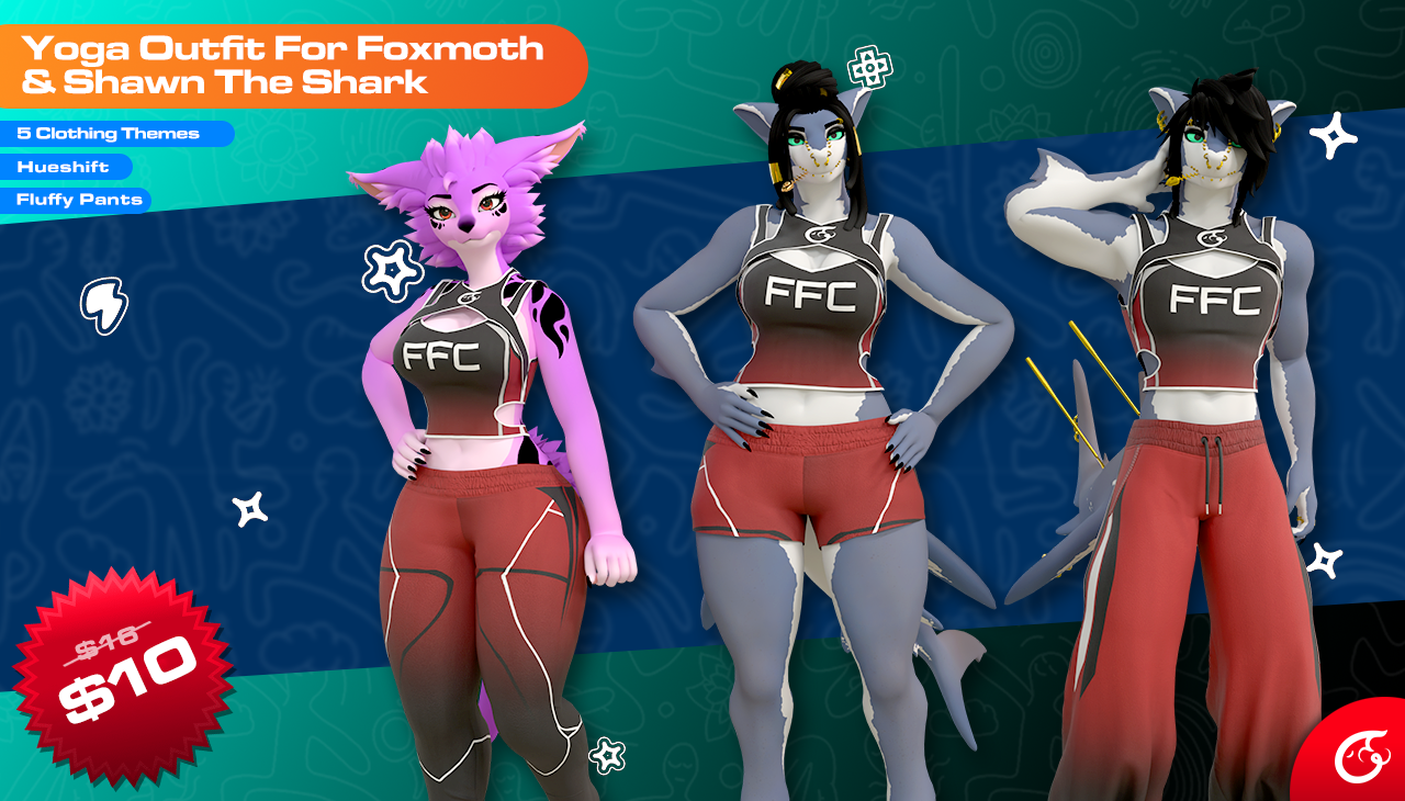 Yoga Outfit For Foxmoth, Shaienne & Shawn The Shark | VRChat Clothing