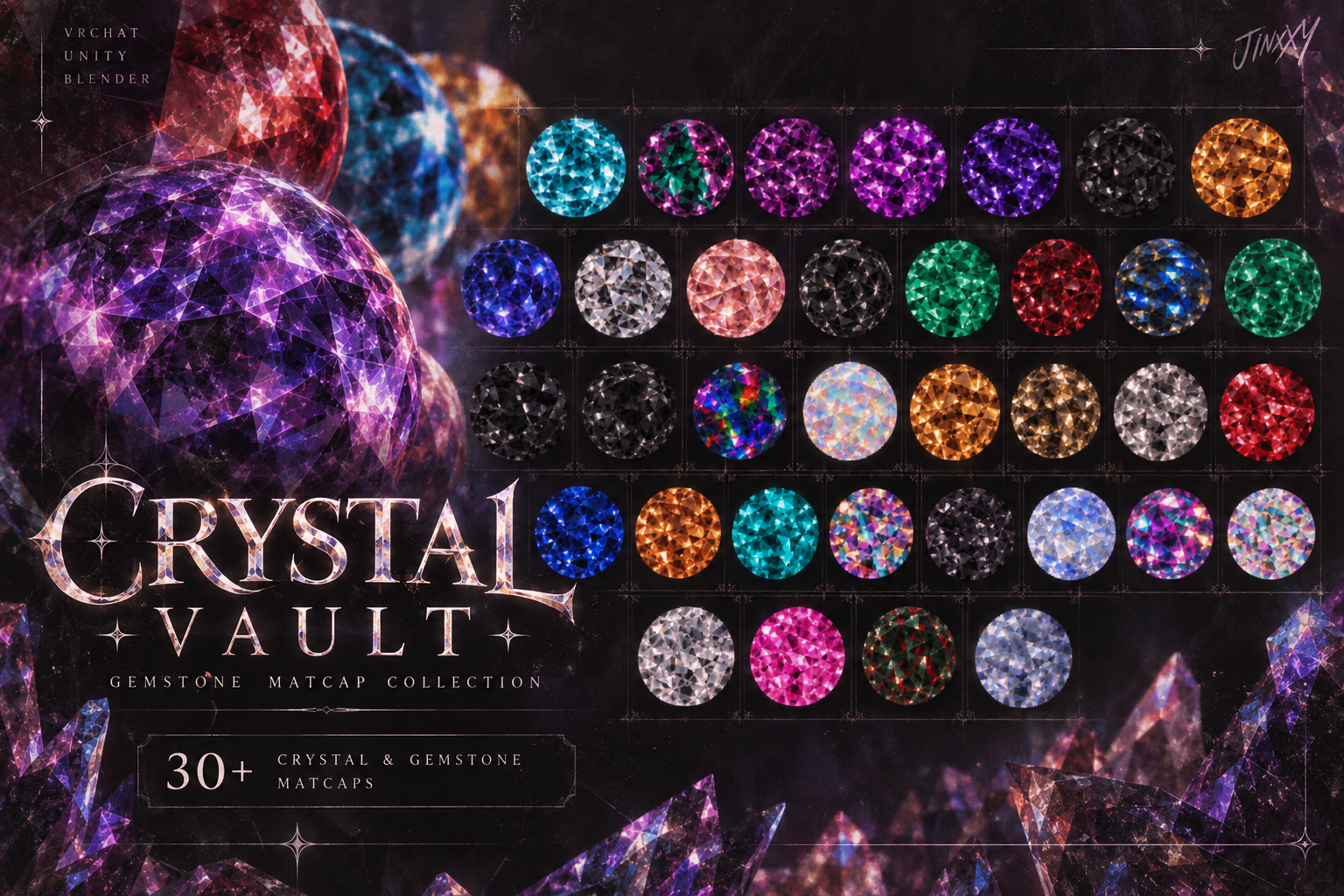 ✦ Crystal Vault — Gemstone MatCap Collection
