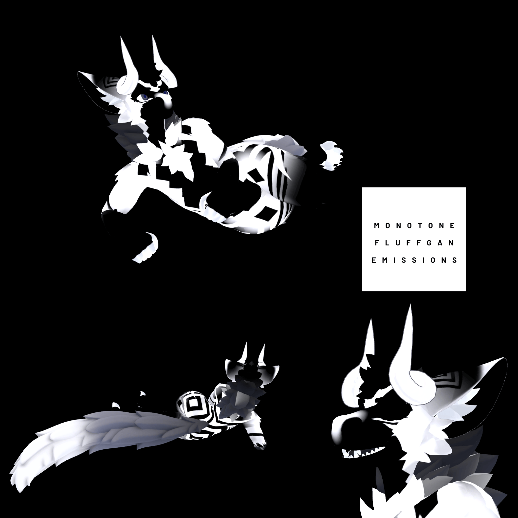 Monotone Fluffgan EMISSION Textures PNGs